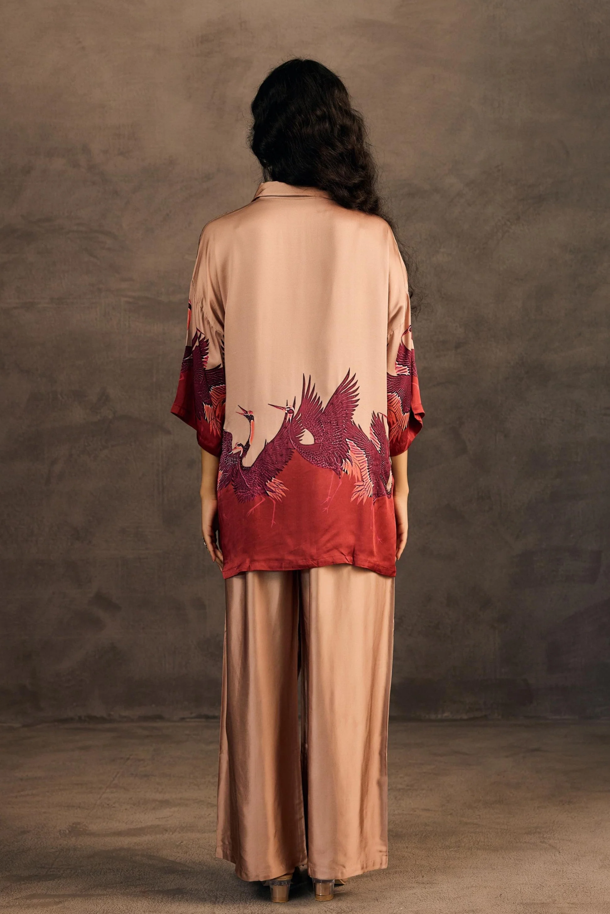 Blush Gold Embellished Satin Silk Co-Ord Set - Image 6