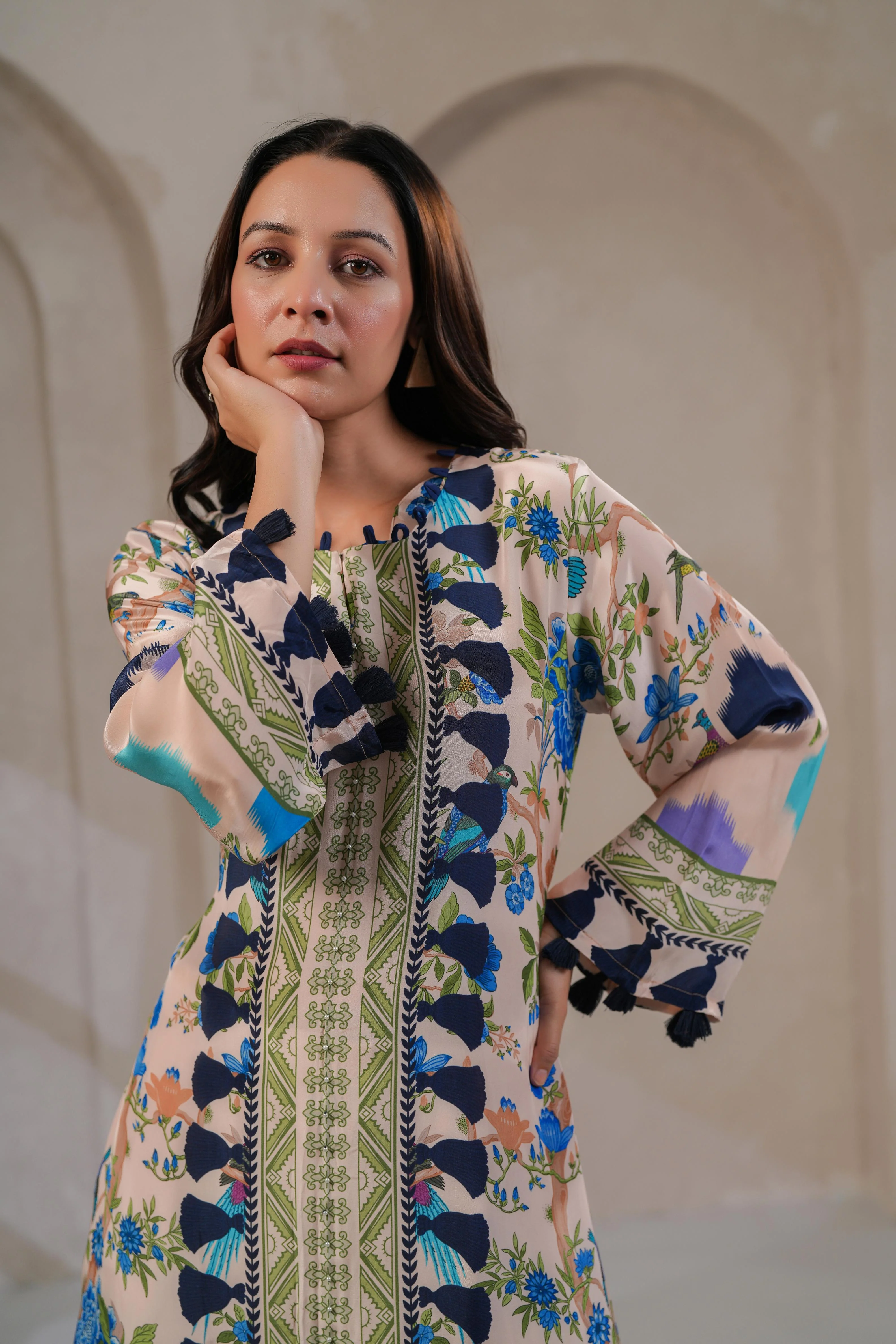 Blush Nude Botanical Kurta Set - Image 2