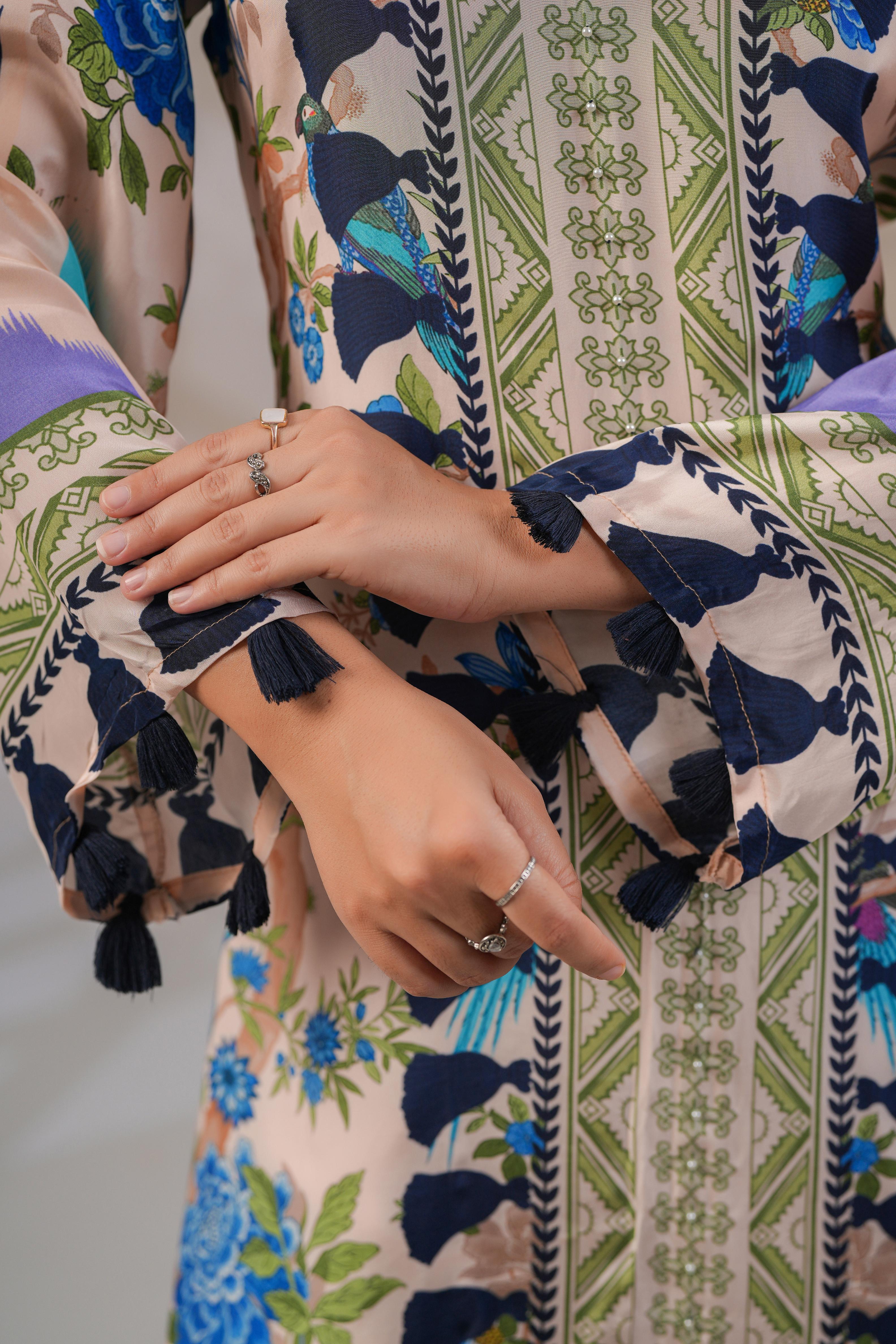 Blush Nude Botanical Kurta Set - Image 3