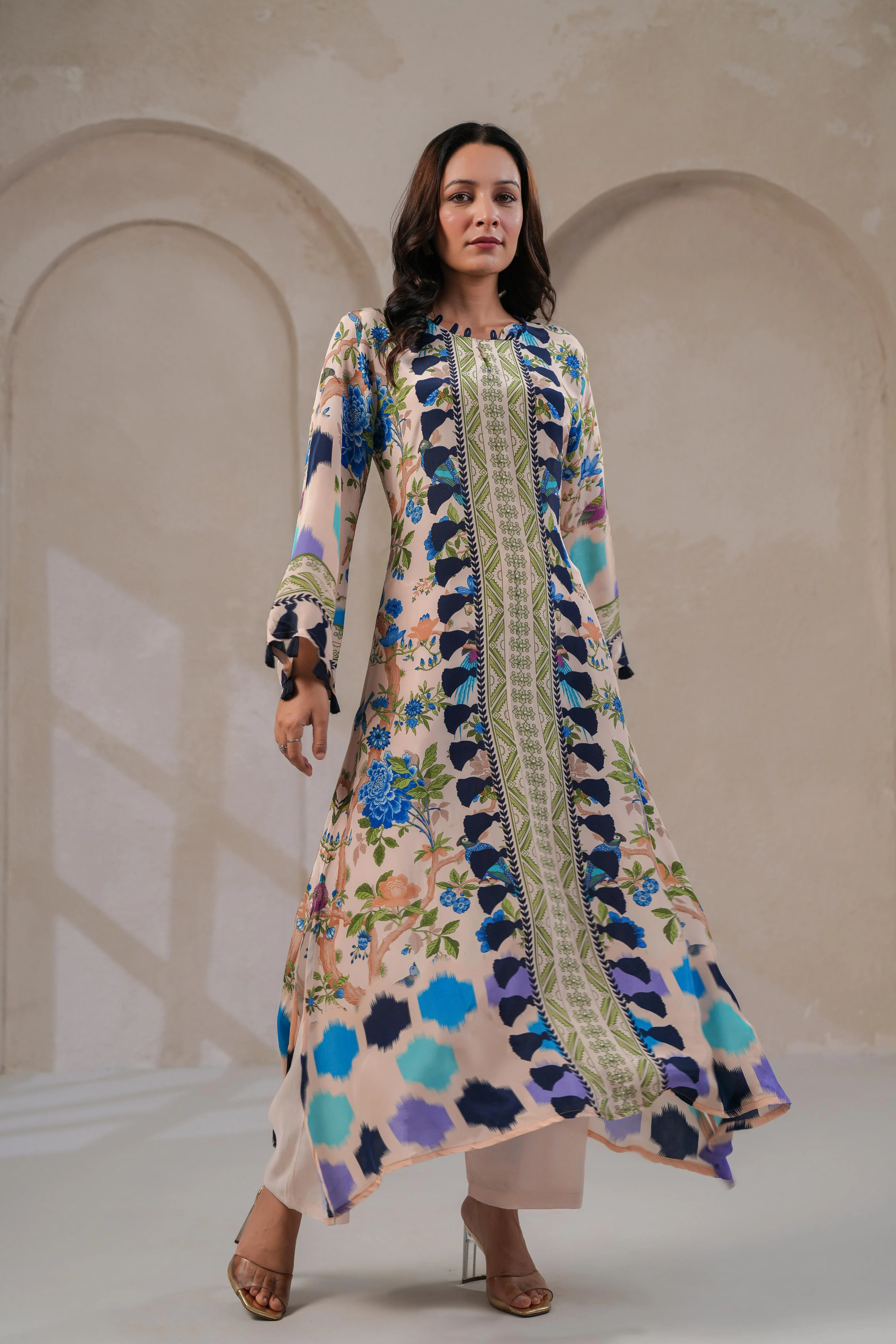 Blush Nude Botanical Kurta Set - Image 4