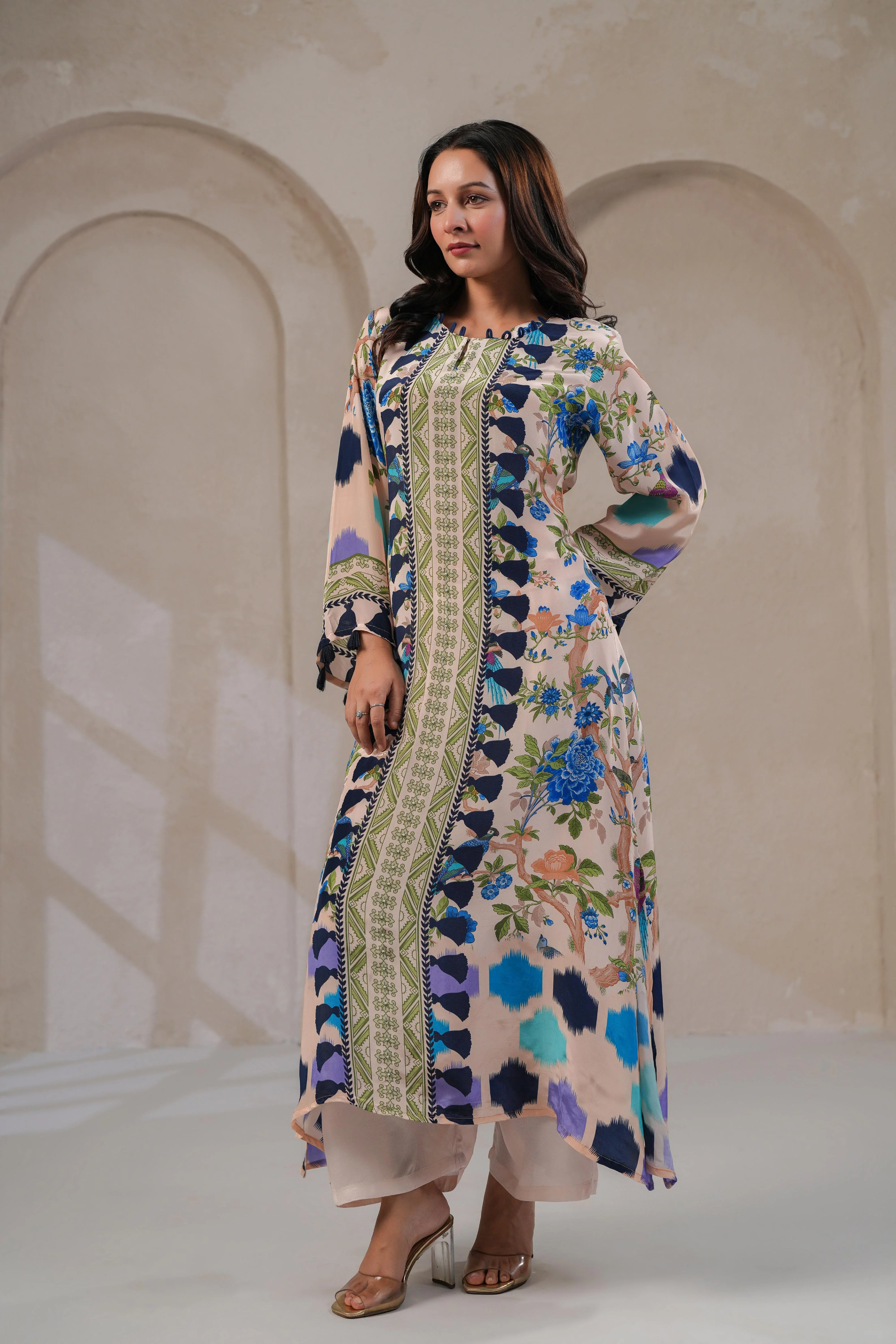 Blush Nude Botanical Kurta Set - Image 5