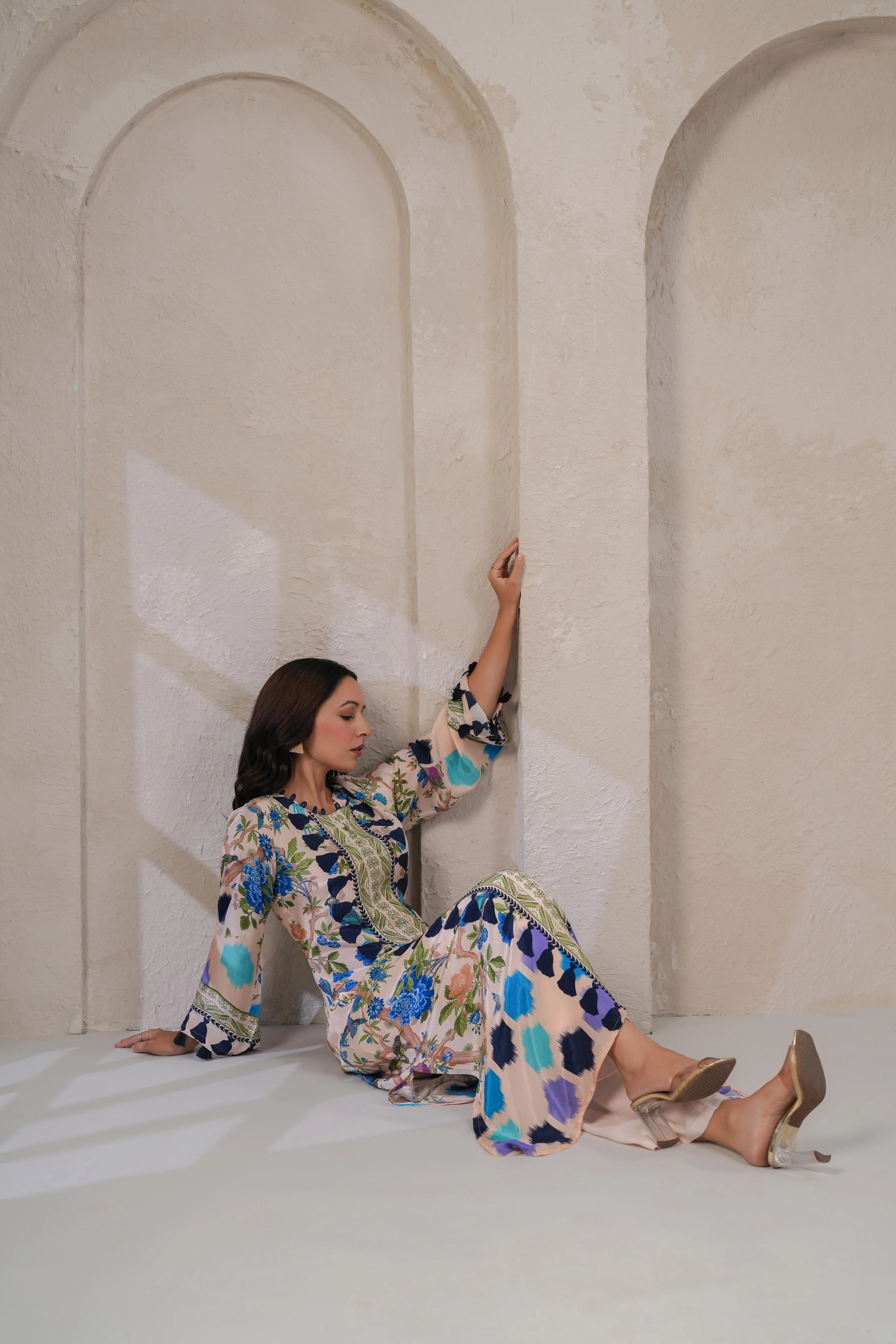 Blush Nude Botanical Kurta Set - Image 7