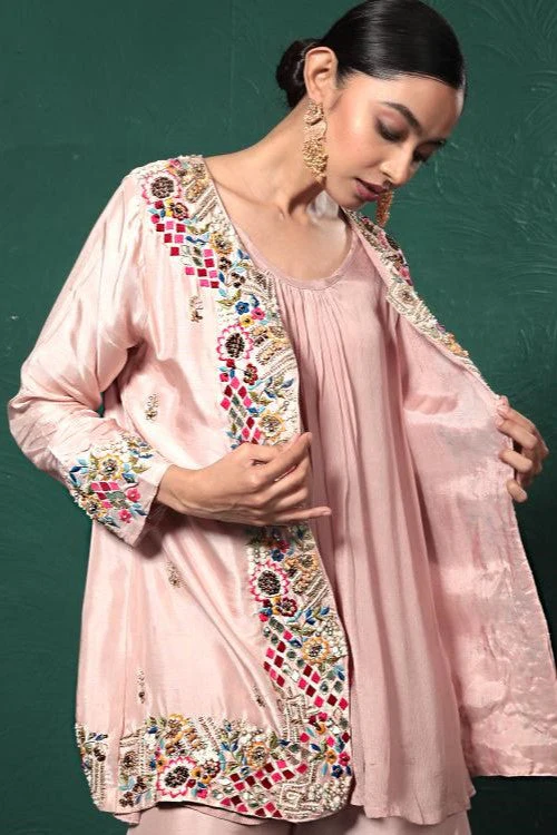 Blush Pink Embroidered Palazzo Set - Image 5