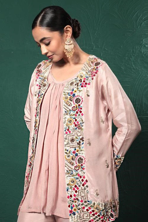 Blush Pink Embroidered Palazzo Set - Image 7