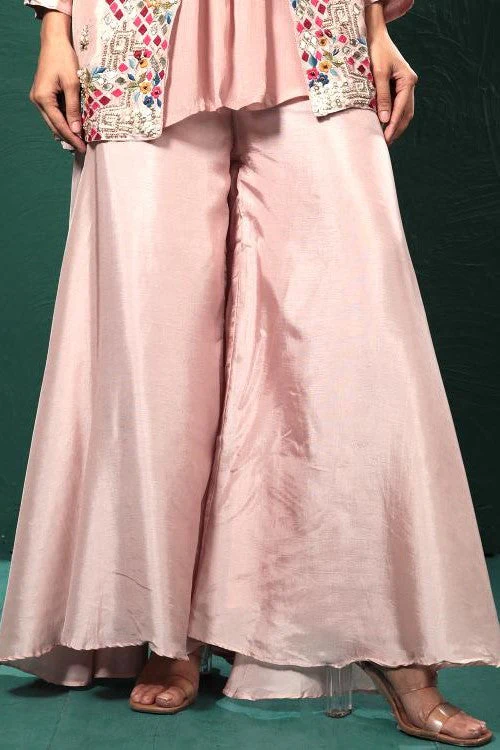 Blush Pink Embroidered Palazzo Set - Image 8