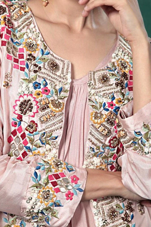 Blush Pink Embroidered Palazzo Set - Image 9