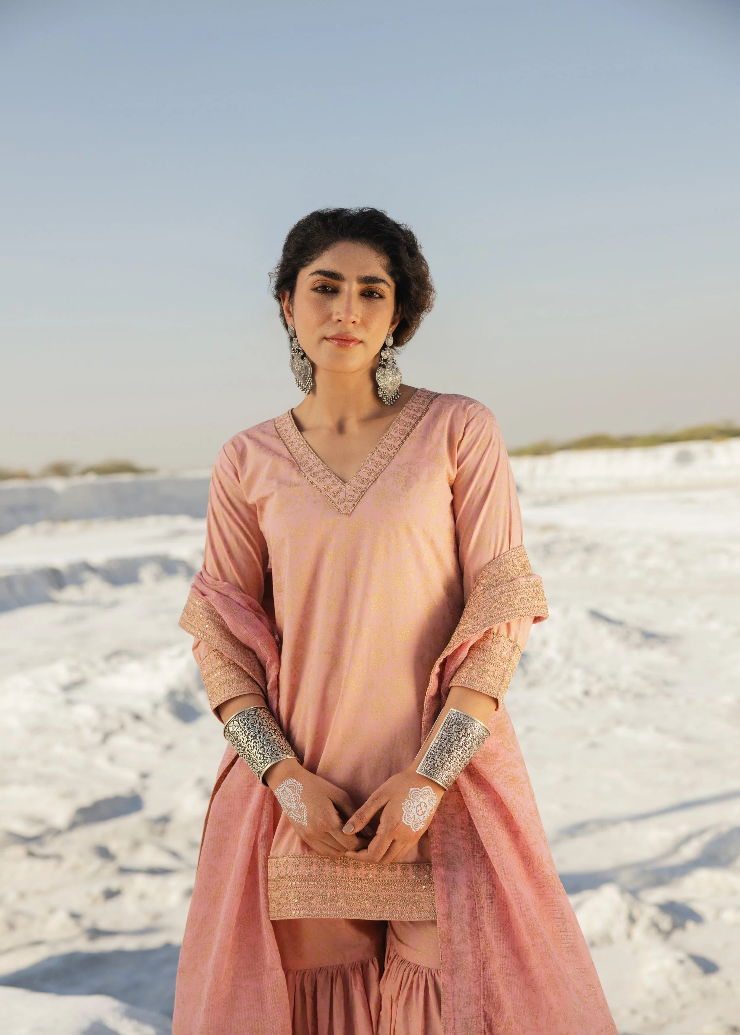 Blush Pink Printed Organic Cotton Sharara Set - Image 3