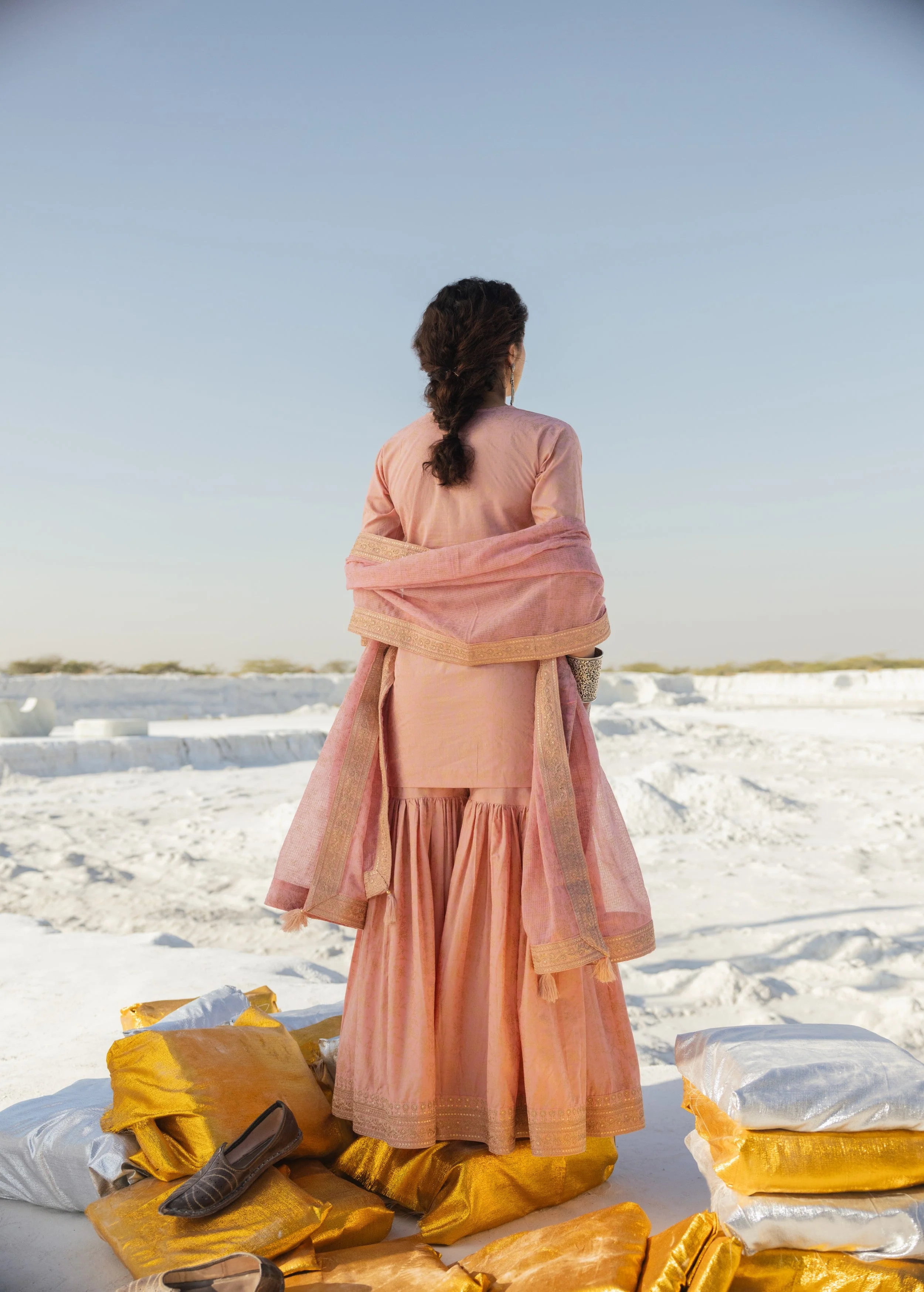 Blush Pink Printed Organic Cotton Sharara Set - Image 5