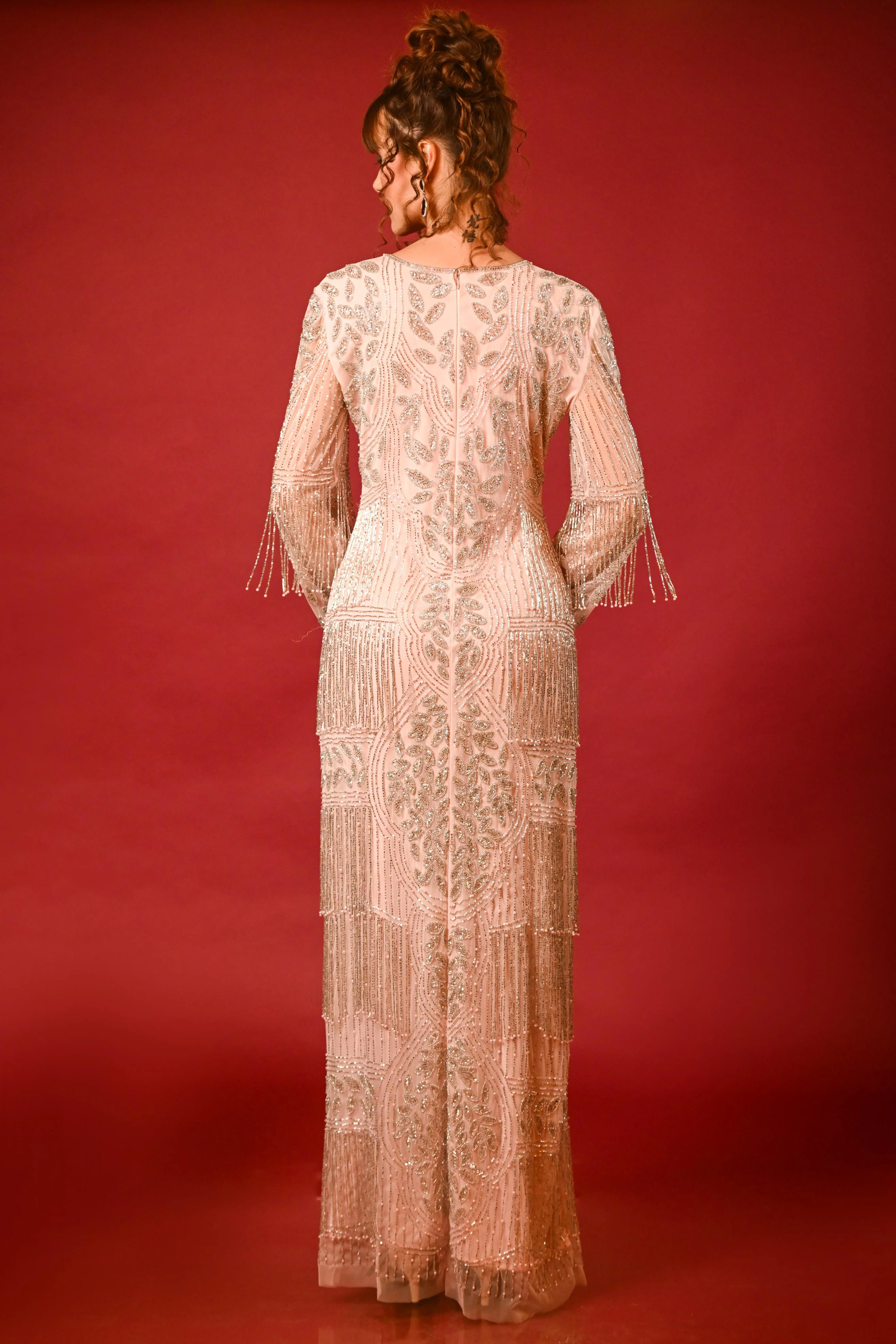 Blushing Peach Net Gown - Image 4