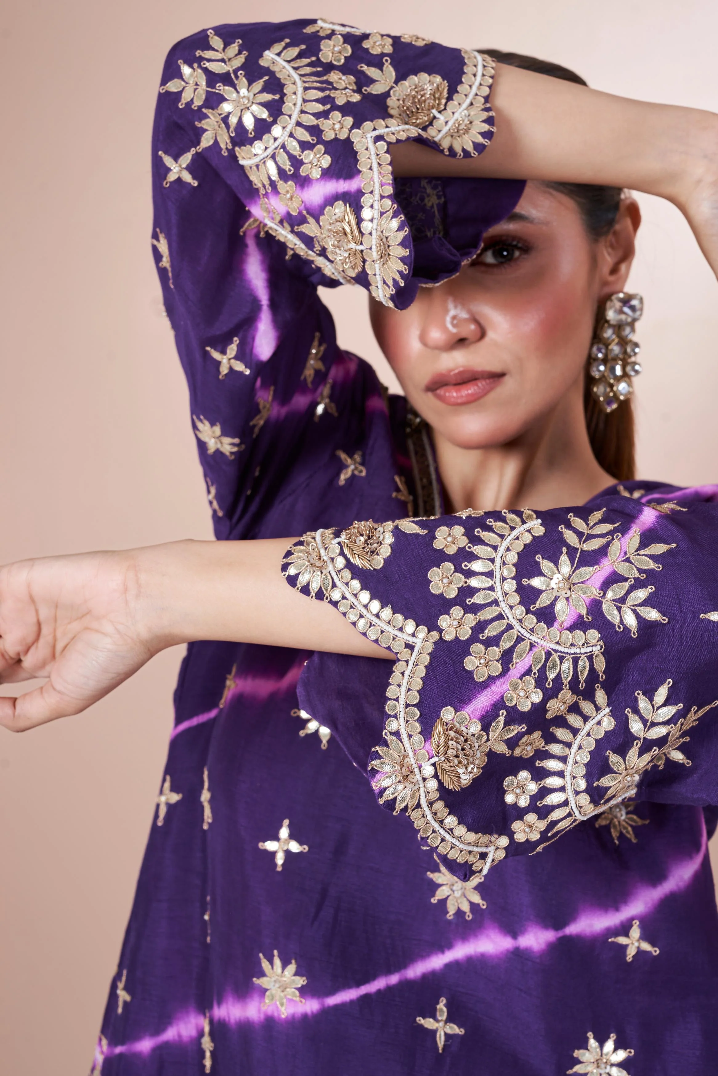 Bright Purple Embellished Swiss Georgette Co-Ord Set - Image 2