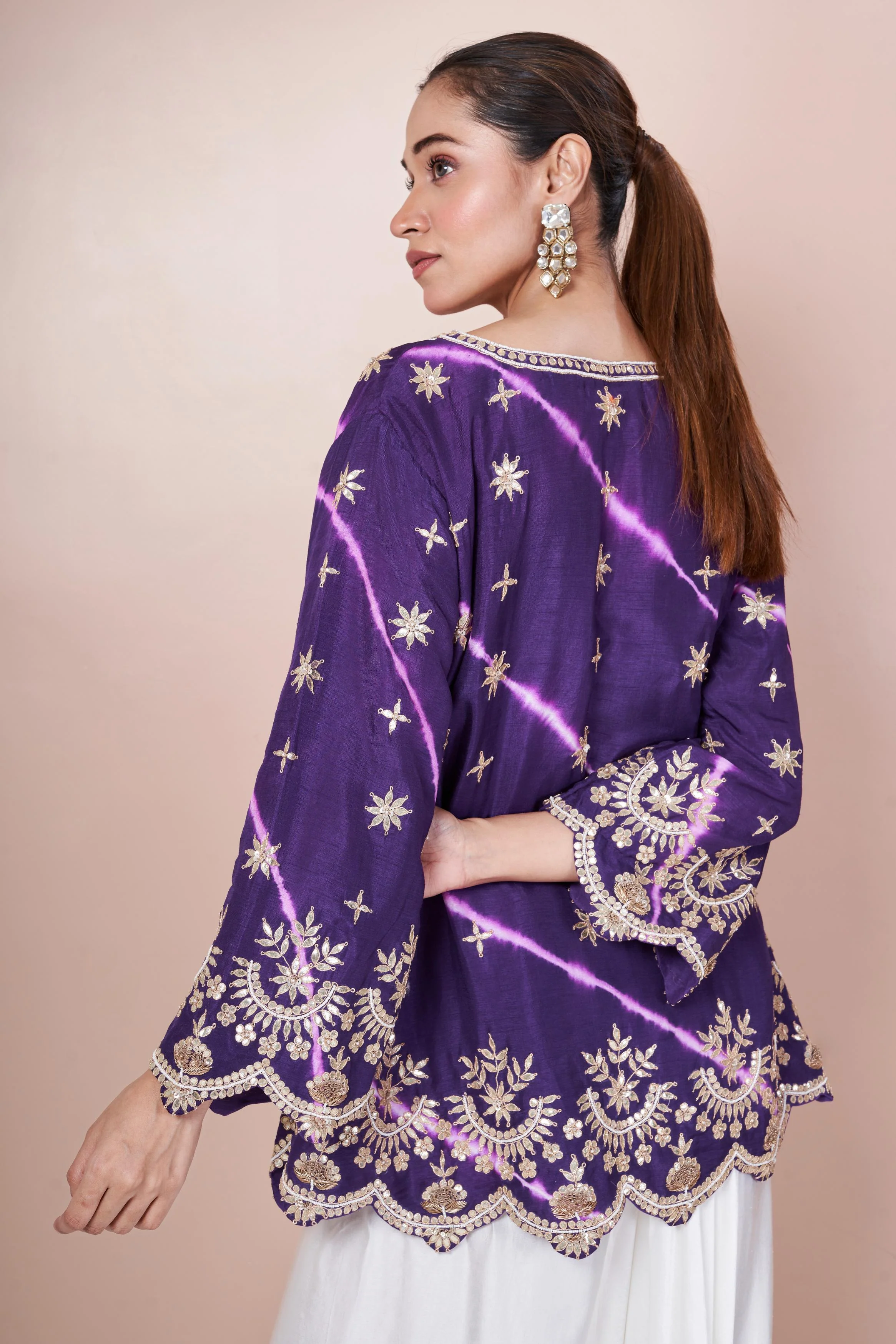 Bright Purple Embellished Swiss Georgette Co-Ord Set - Image 3