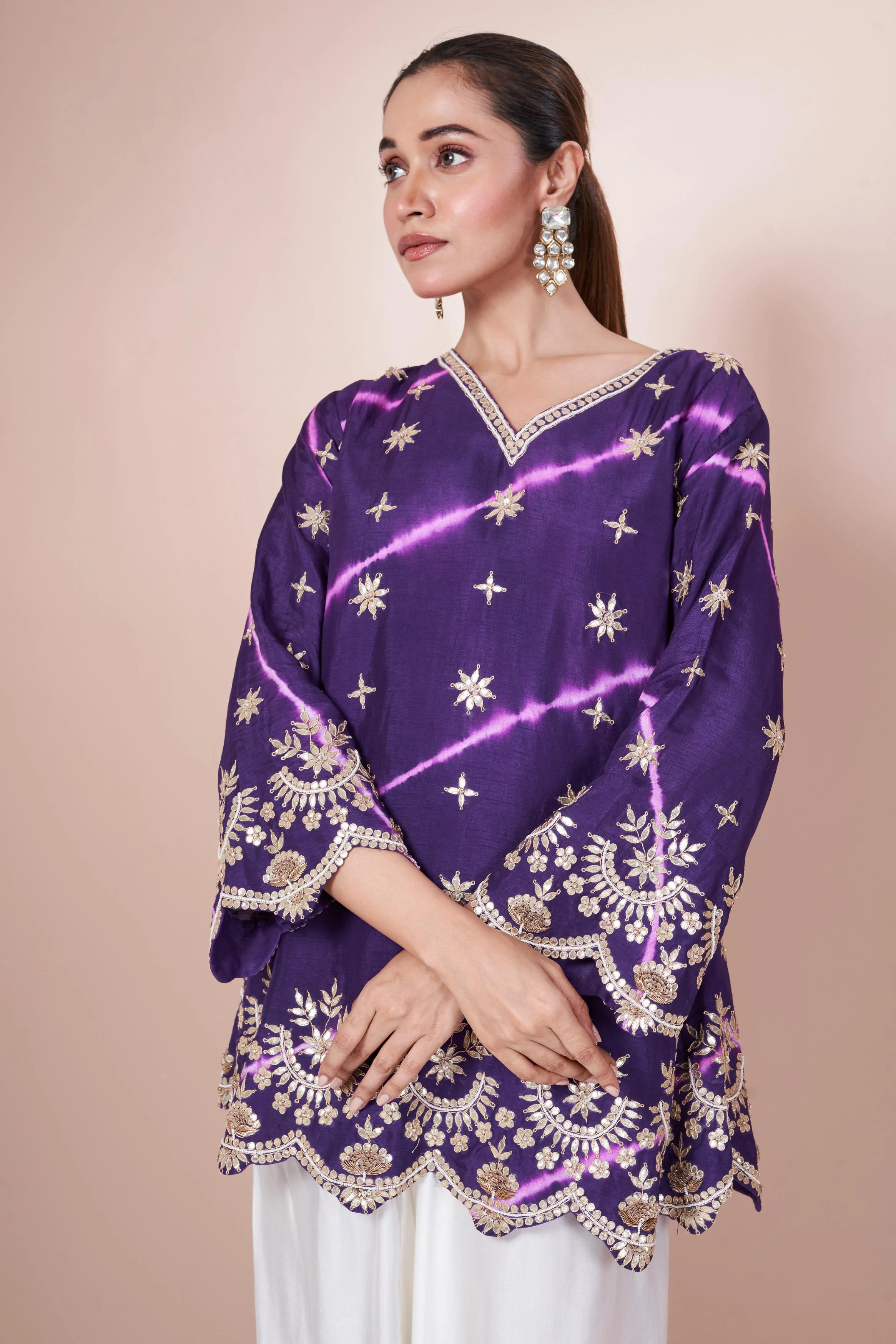 Bright Purple Embellished Swiss Georgette Co-Ord Set - Image 5