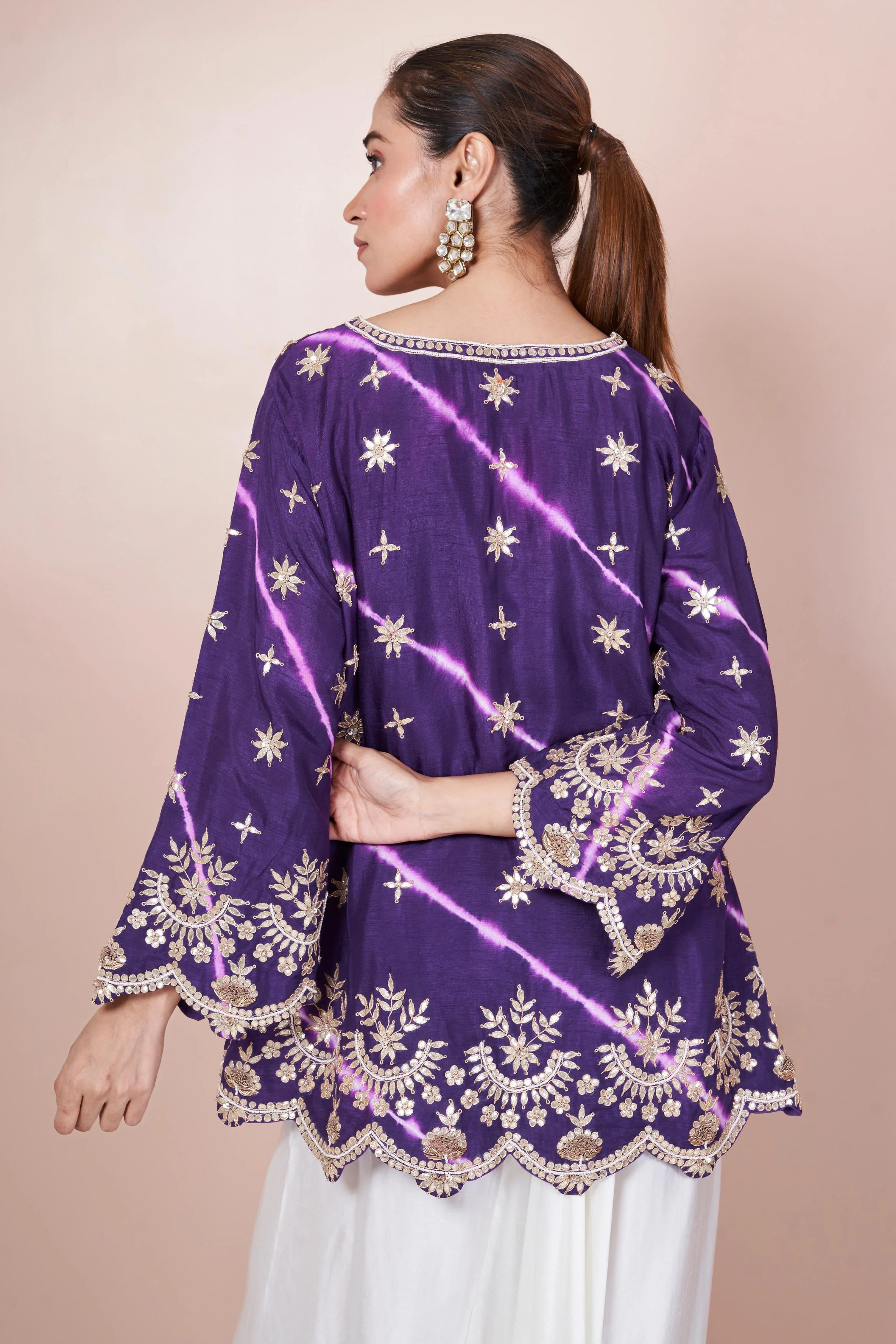 Bright Purple Embellished Swiss Georgette Co-Ord Set - Image 6