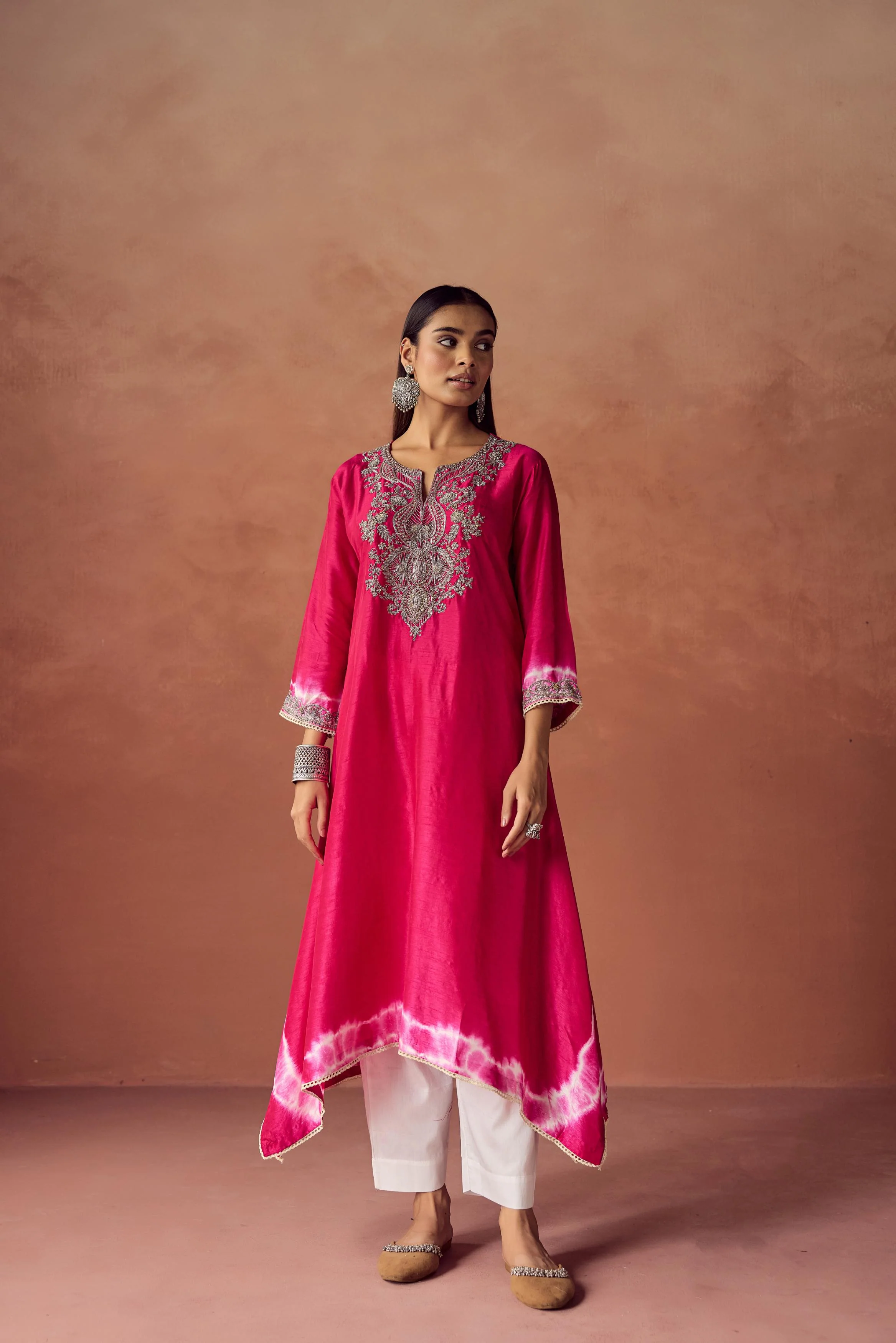 Bright Red Embellished Raw Silk Kurta Set - Image 4