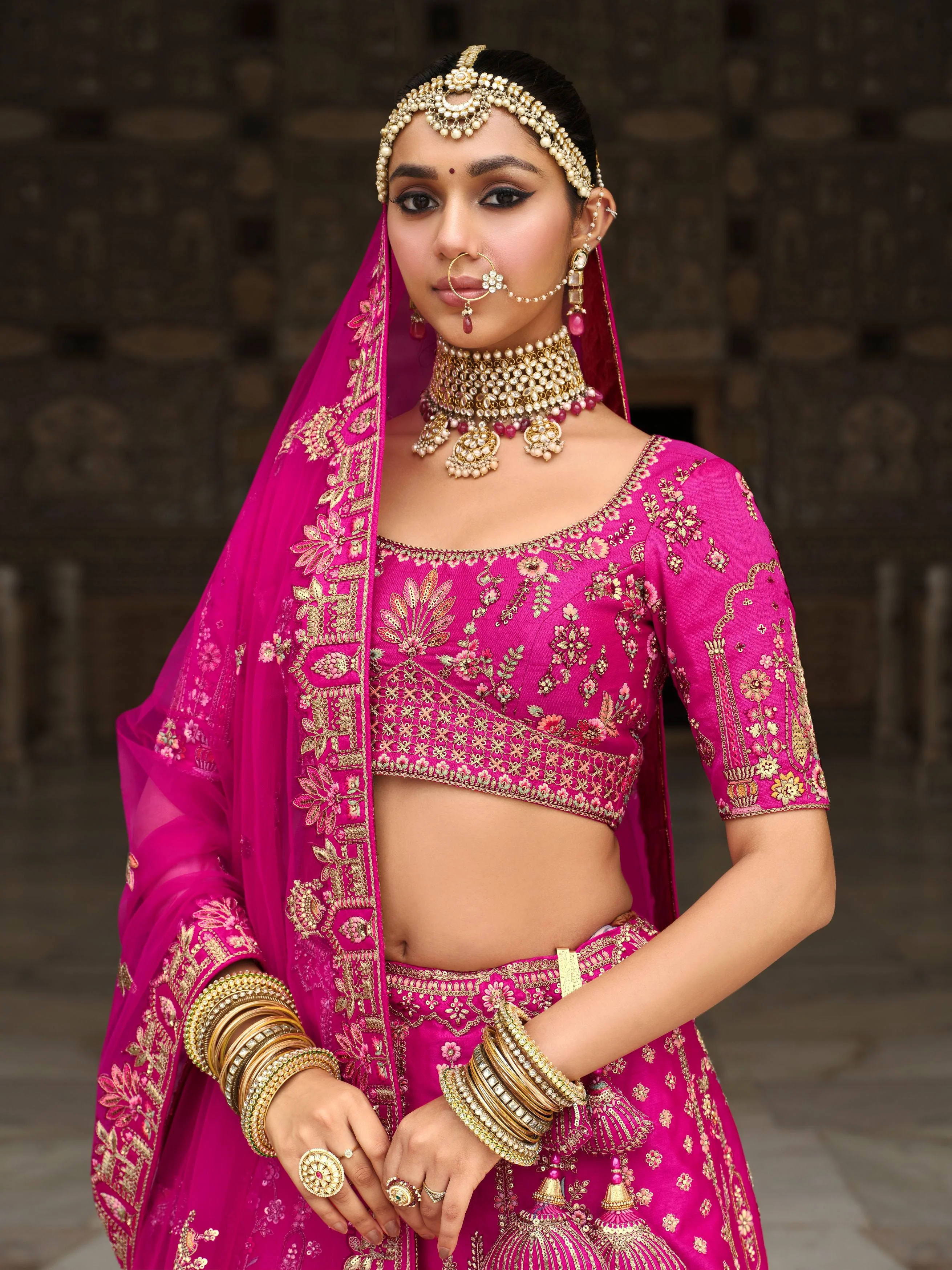 Rosy Radiance Embellished Premium Silk Lehenga Set - Image 2