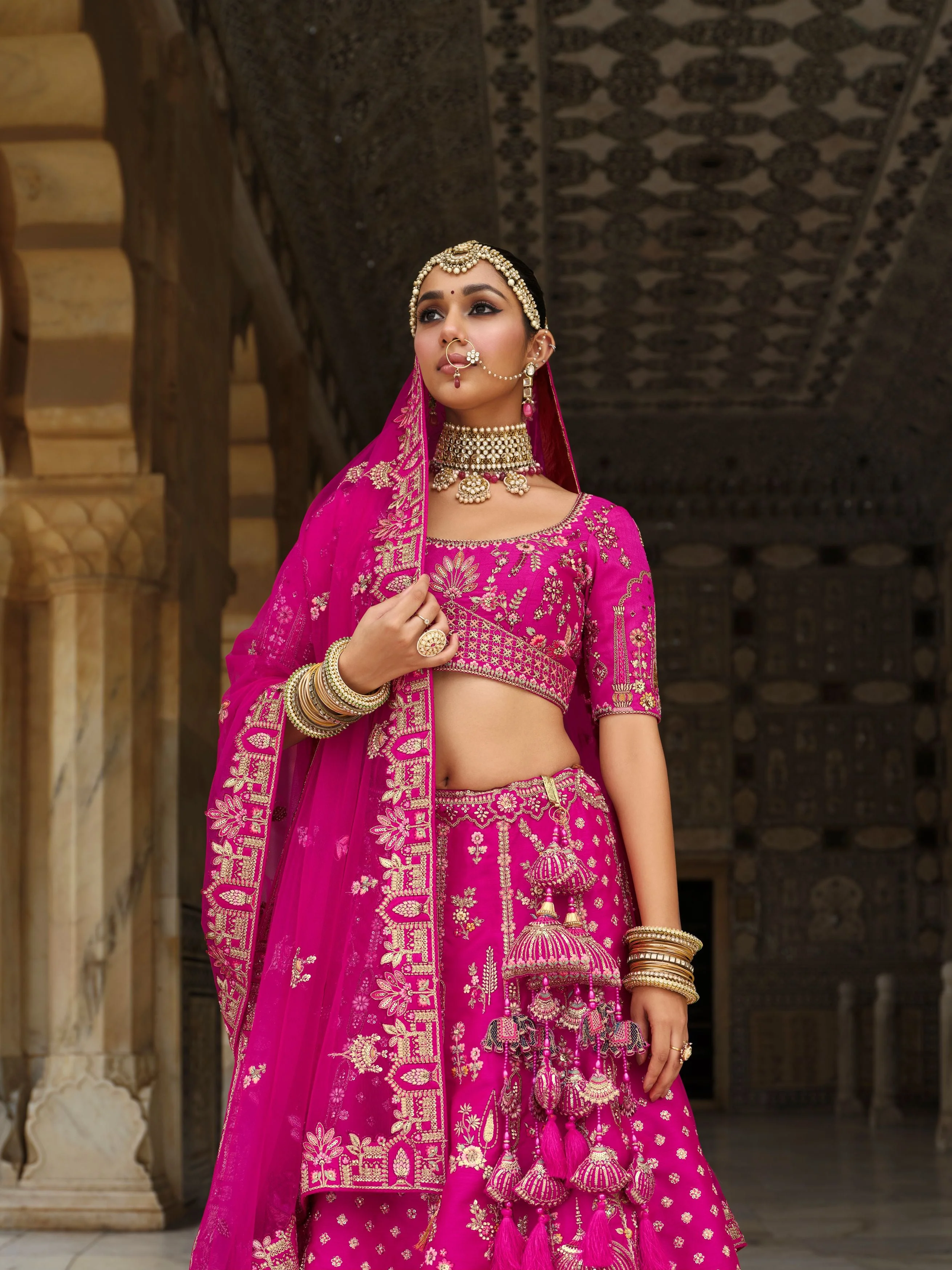 Rosy Radiance Embellished Premium Silk Lehenga Set - Image 3