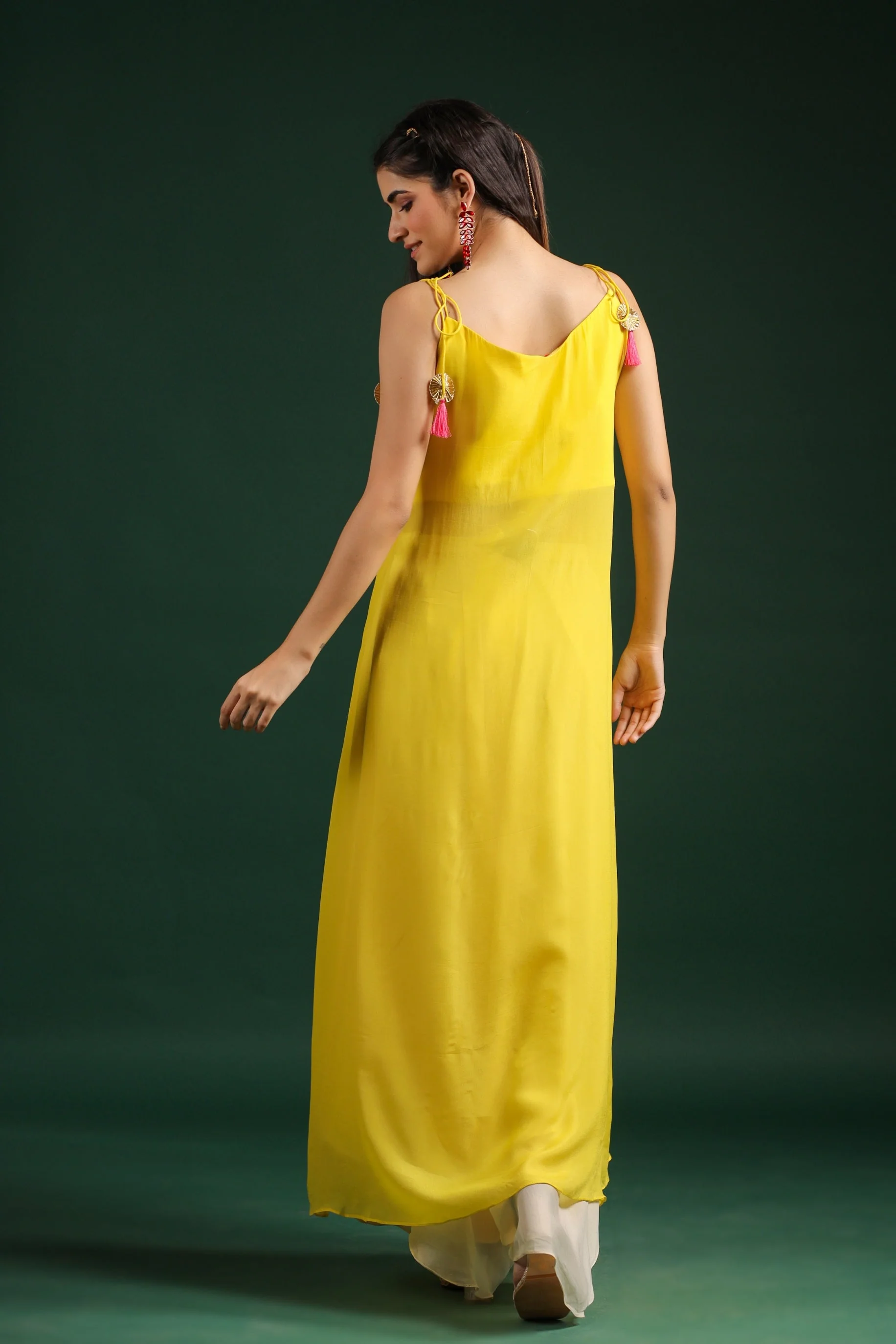 Bright Yellow Embellished Pants Set - Image 5