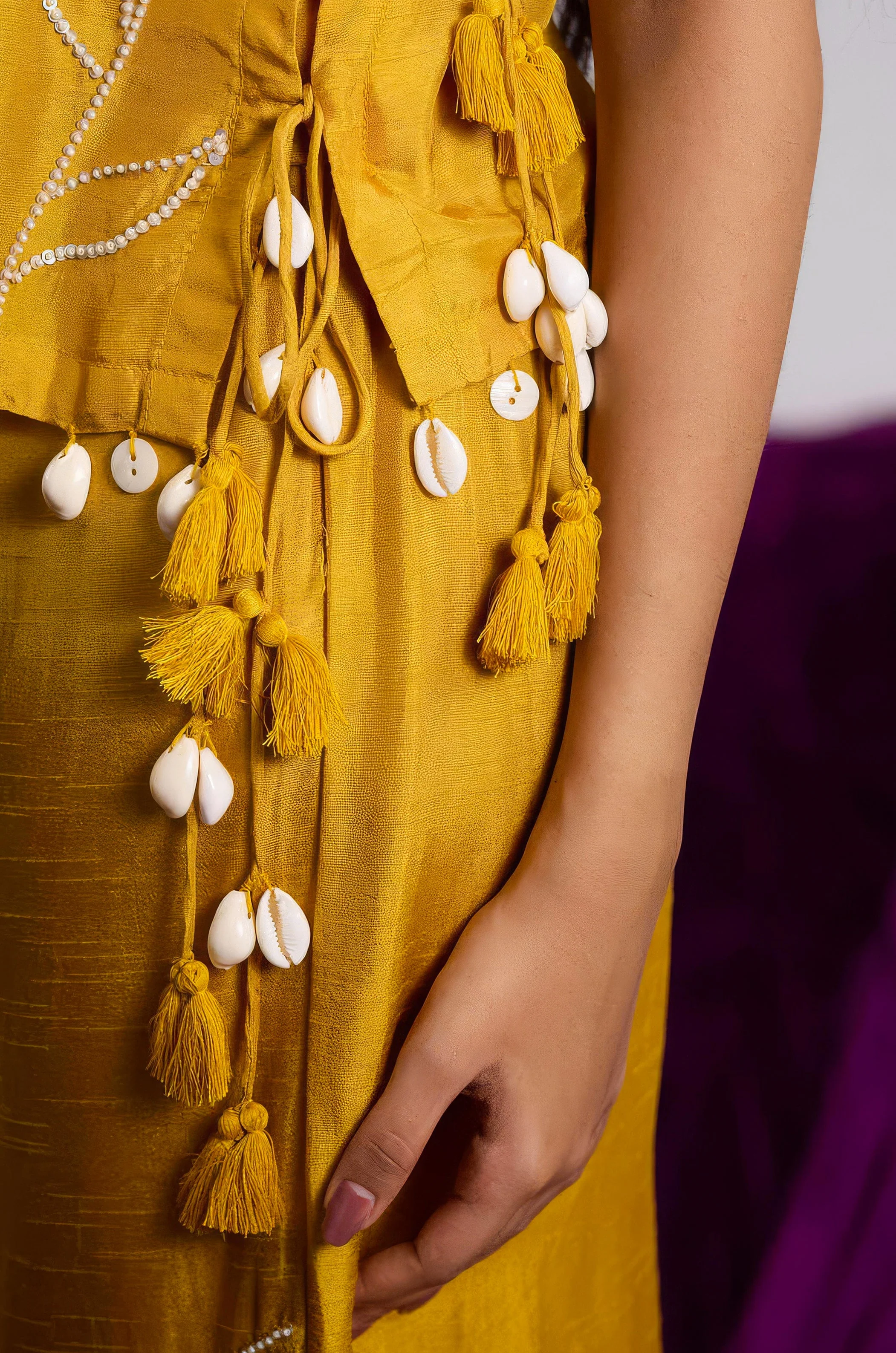 Tumeric Yellow Embellished Raw Silk Co-Ord Set - Image 3