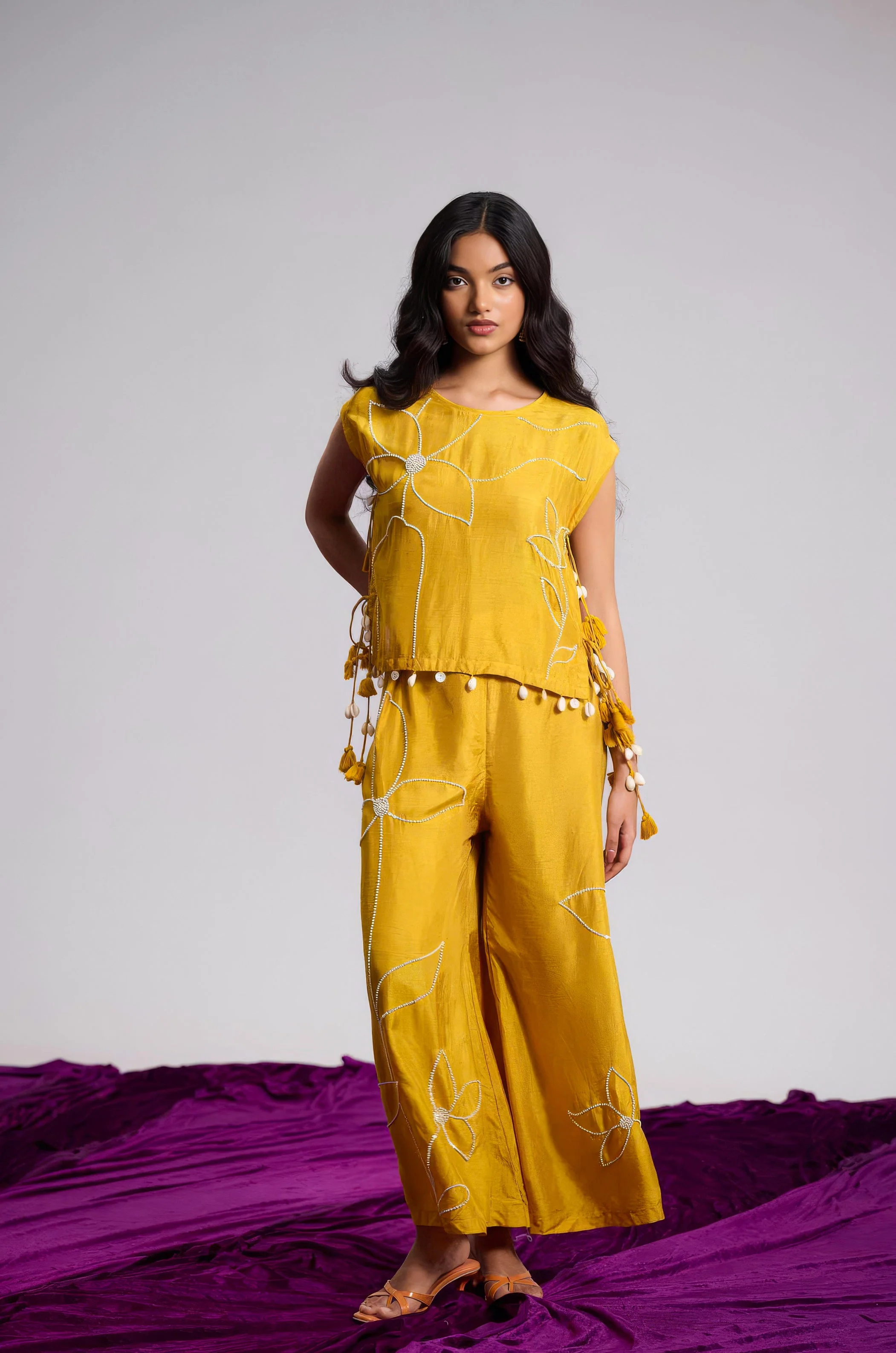 Tumeric Yellow Embellished Raw Silk Co-Ord Set - Image 5