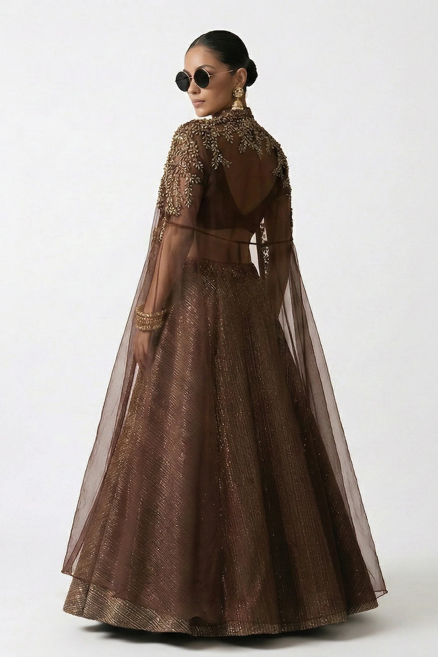 Regal Metallic Embellished Organza Silk Skirt Set - Image 2