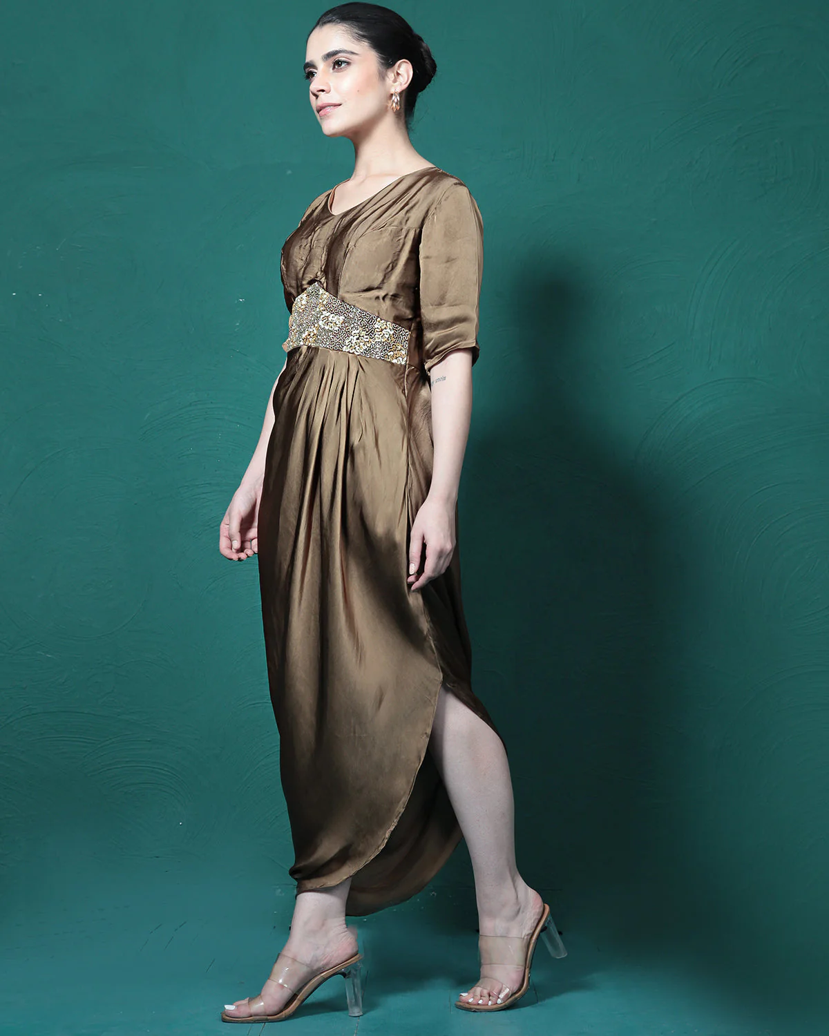 Espresso Martini Cowl Evening Gown - Image 4