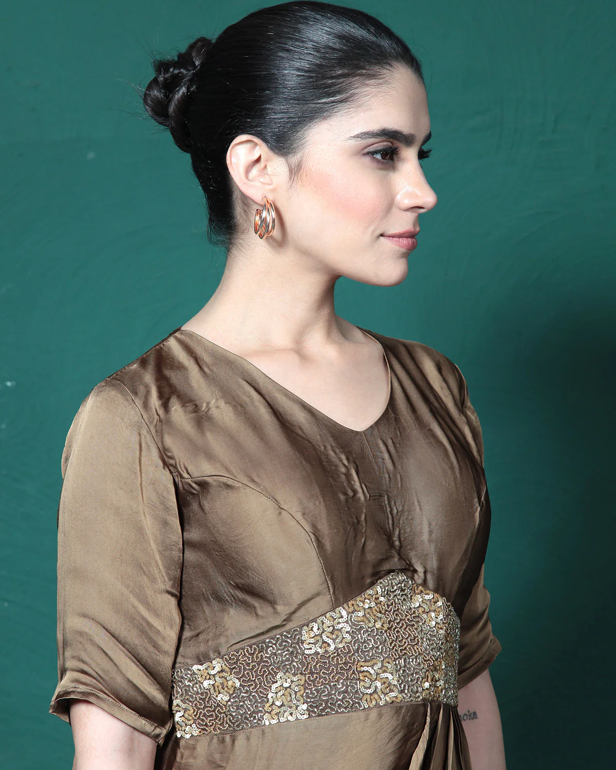 Espresso Martini Cowl Evening Gown - Image 5
