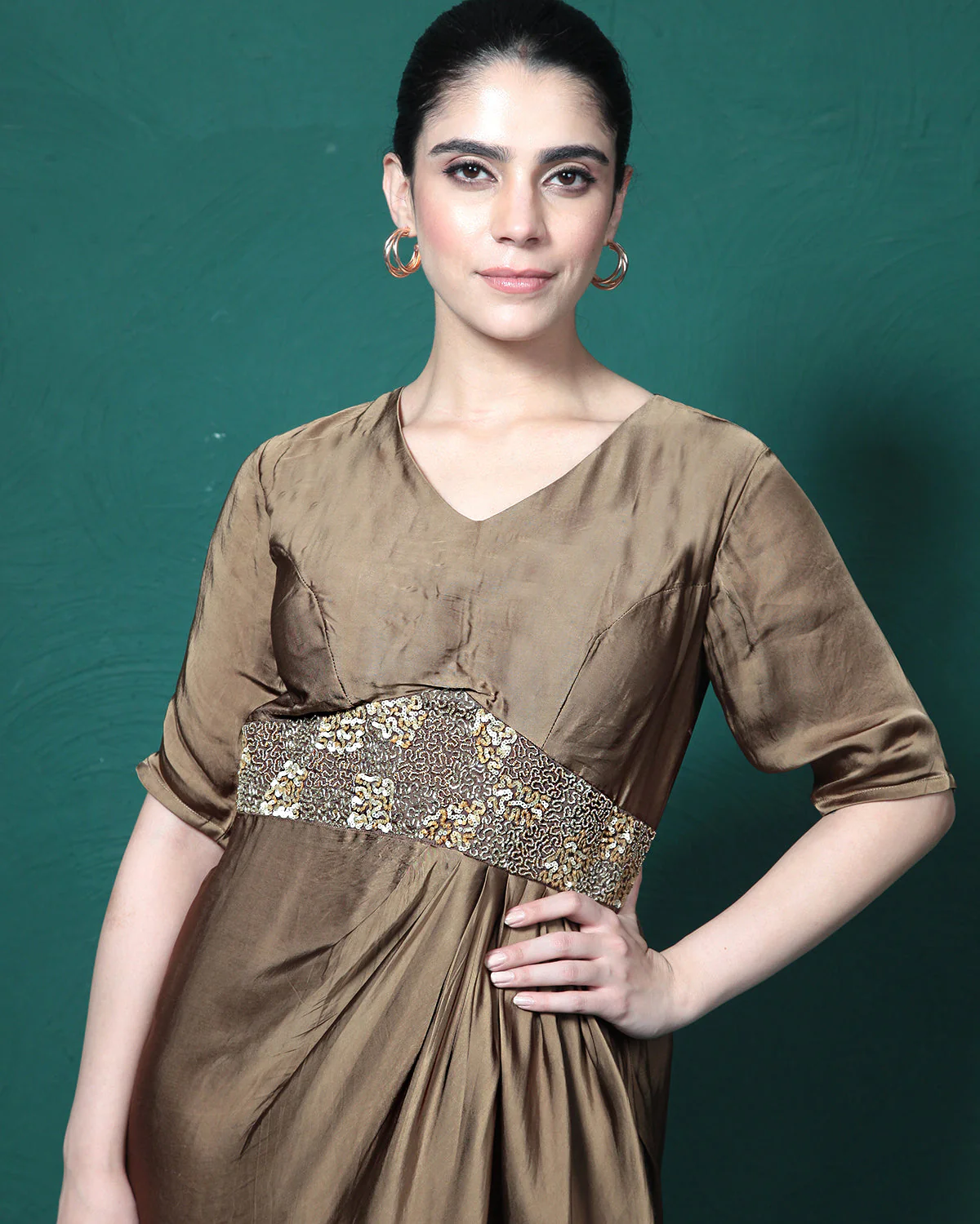 Espresso Martini Cowl Evening Gown - Image 7