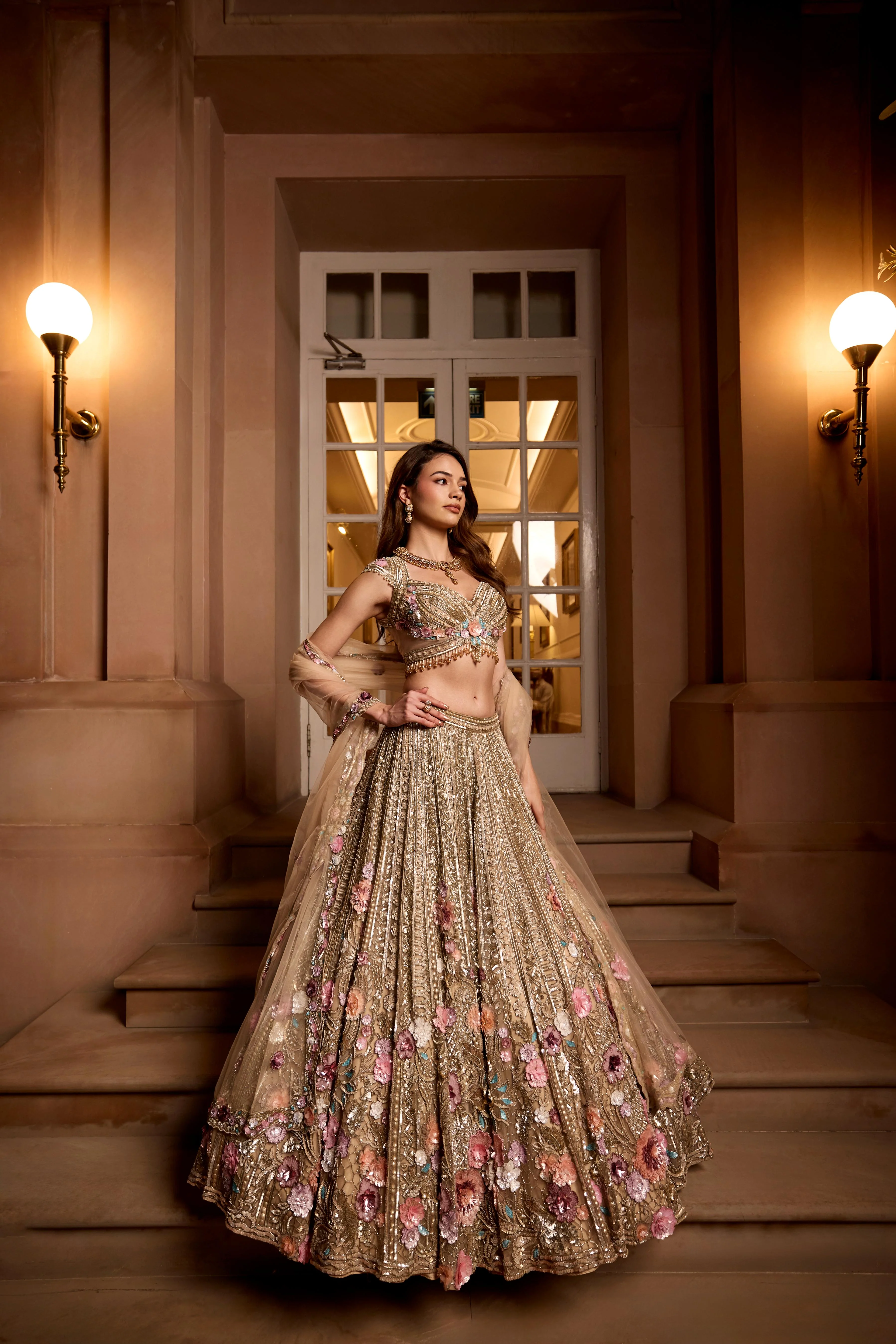 Antique Gold Embellished Premium Lehenga Set - Image 4
