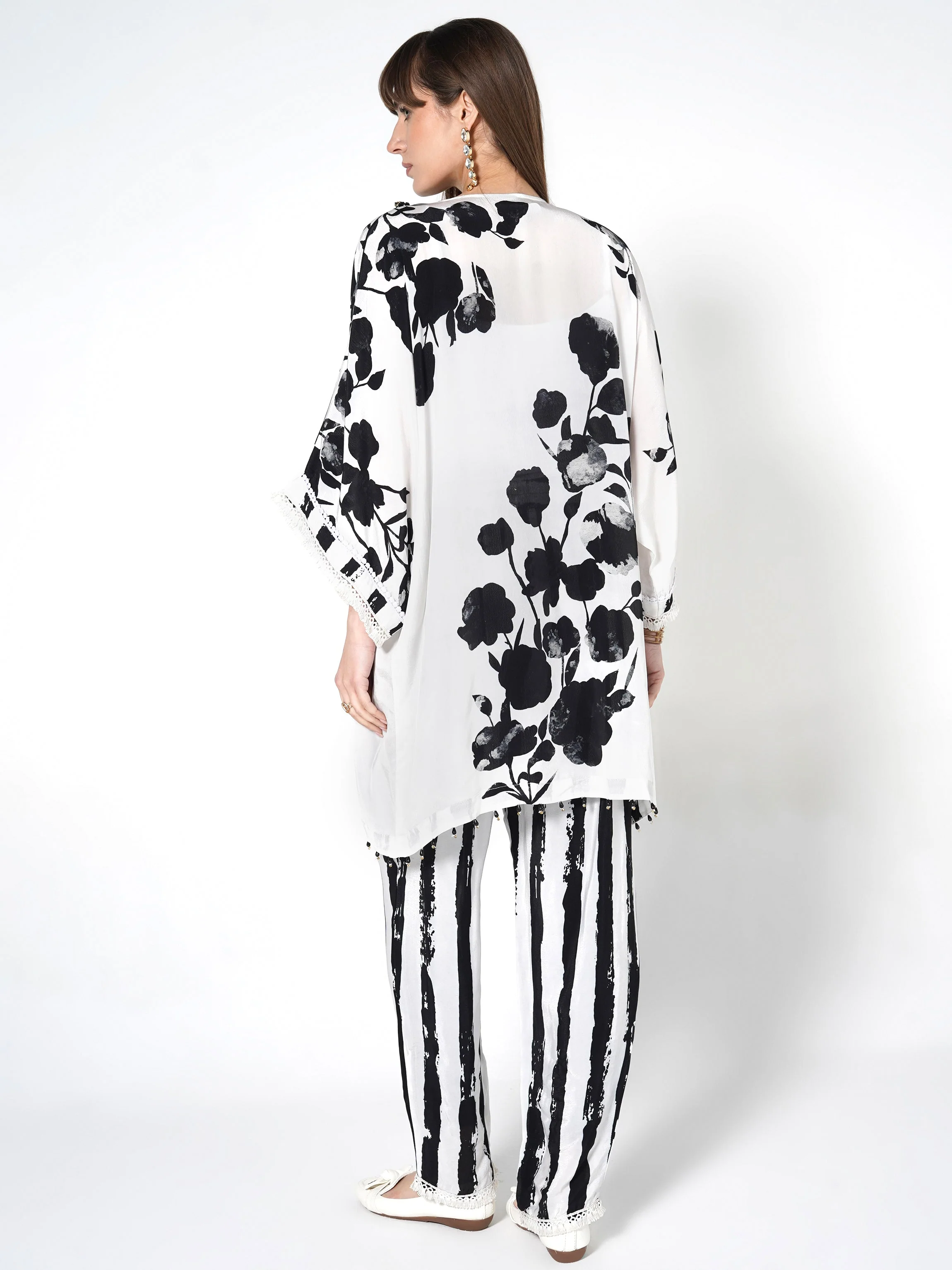 Milk White Printed Crepe Silk Co-Ord Set - Image 6