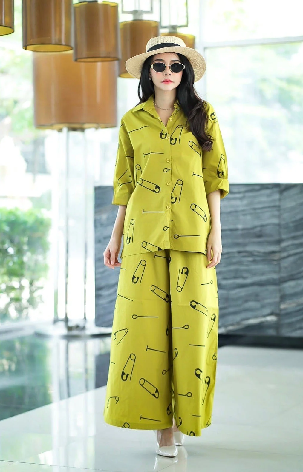 Chartreuse Yellow Sublimation Print Co-Ord Set