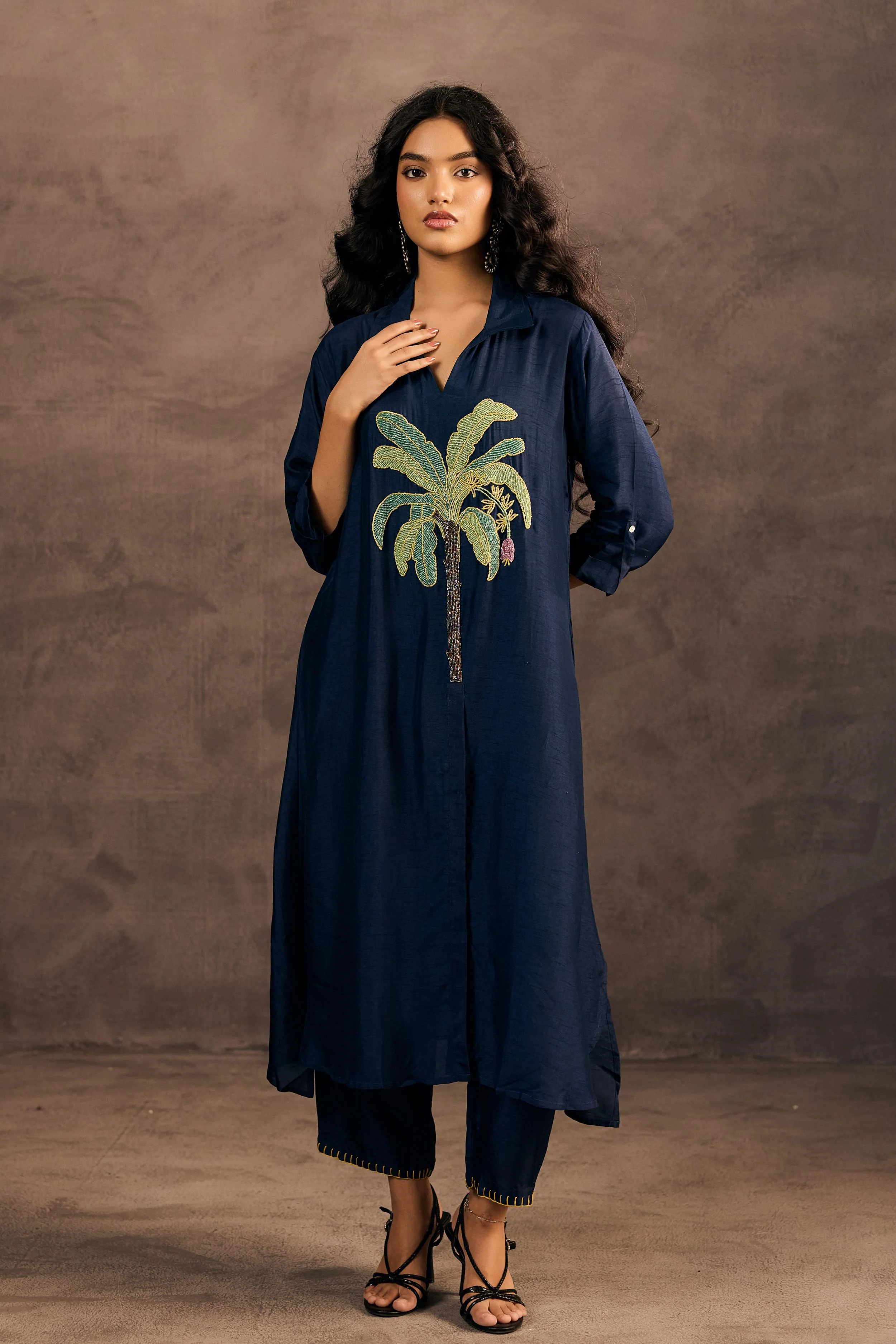 Celestial Blue Embellished Raw Silk Kurta Set - Image 6