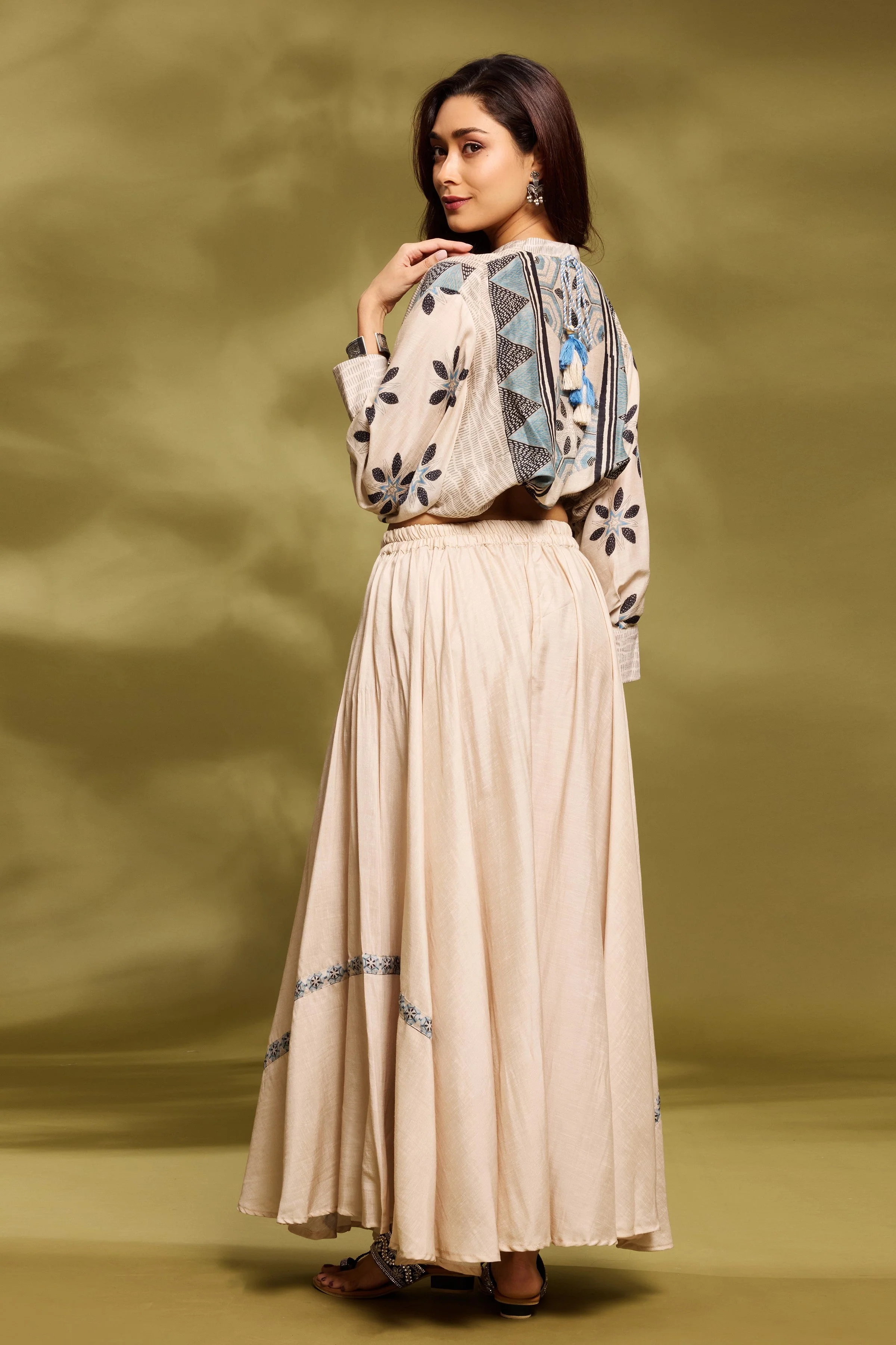 Champagne Ethnic Tunic & Palazzo Set - Image 2