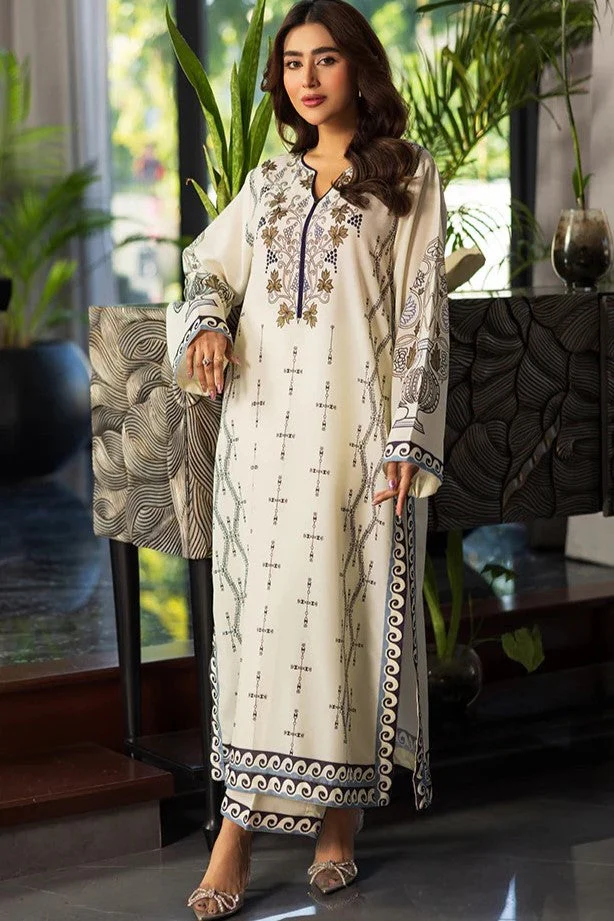 Champagne Printed Natural Crepe Kurta Set - Image 2