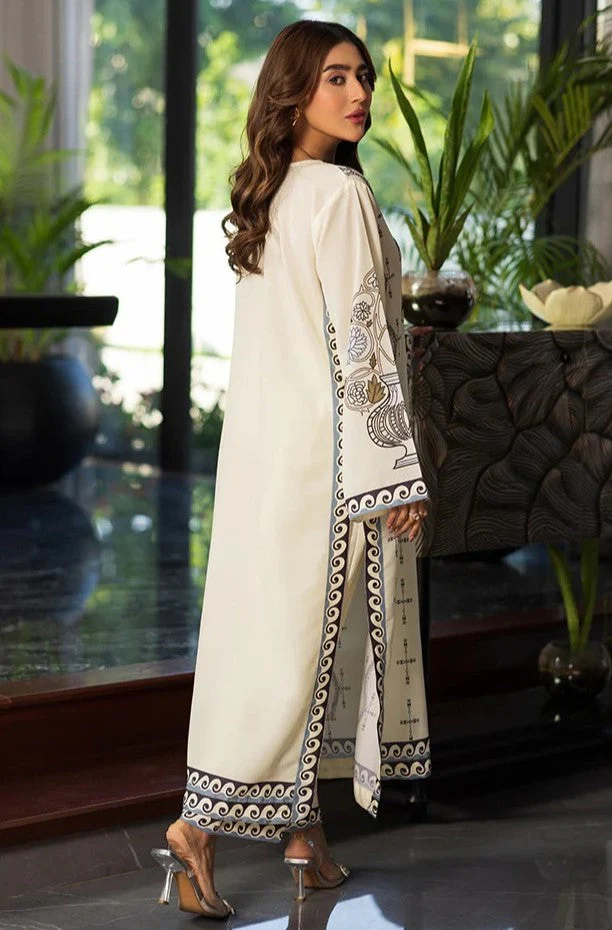 Champagne Printed Natural Crepe Kurta Set - Image 5