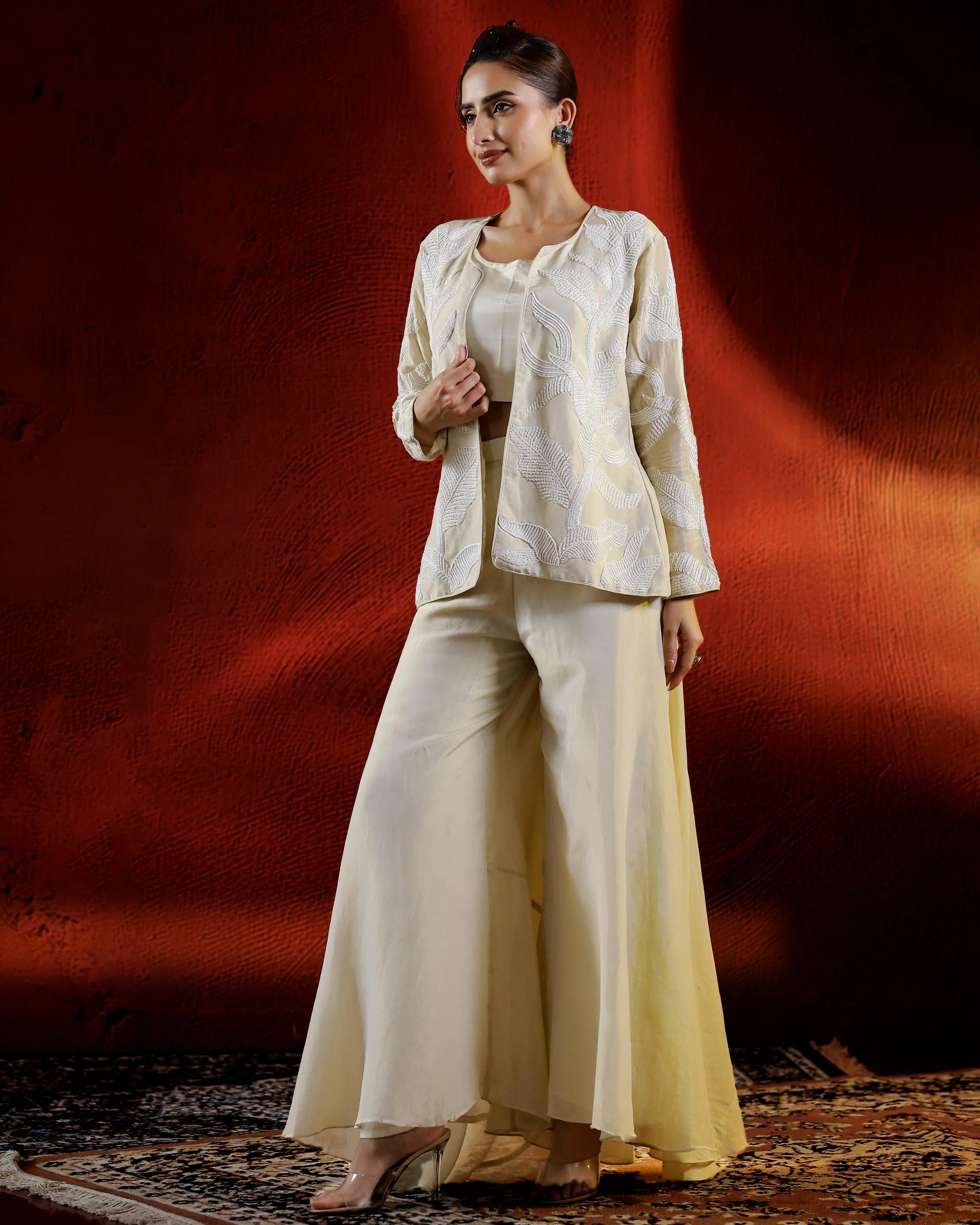 Champagne Shimmer Italian Silk Palazzo Set - Image 4