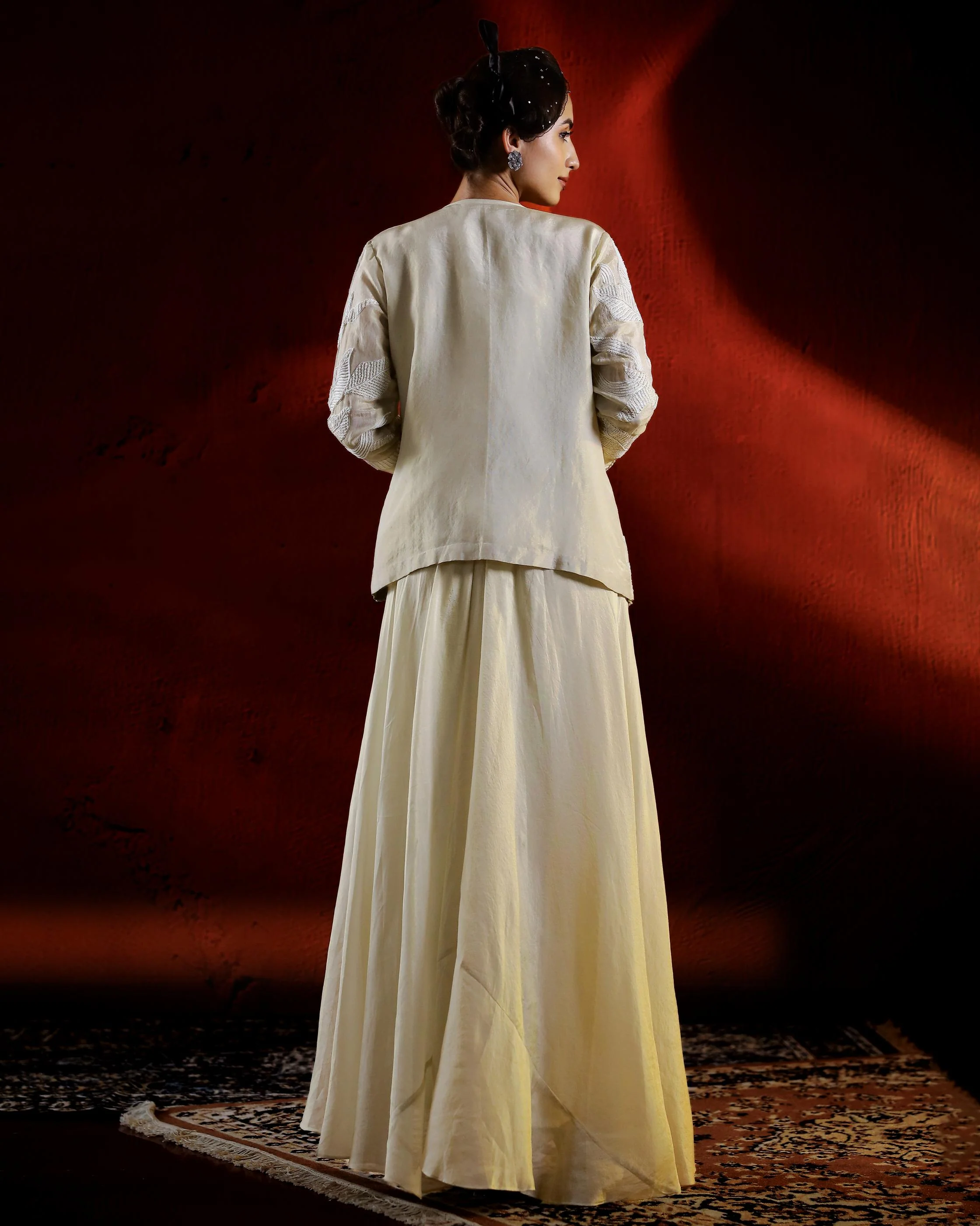 Champagne Shimmer Italian Silk Palazzo Set - Image 5