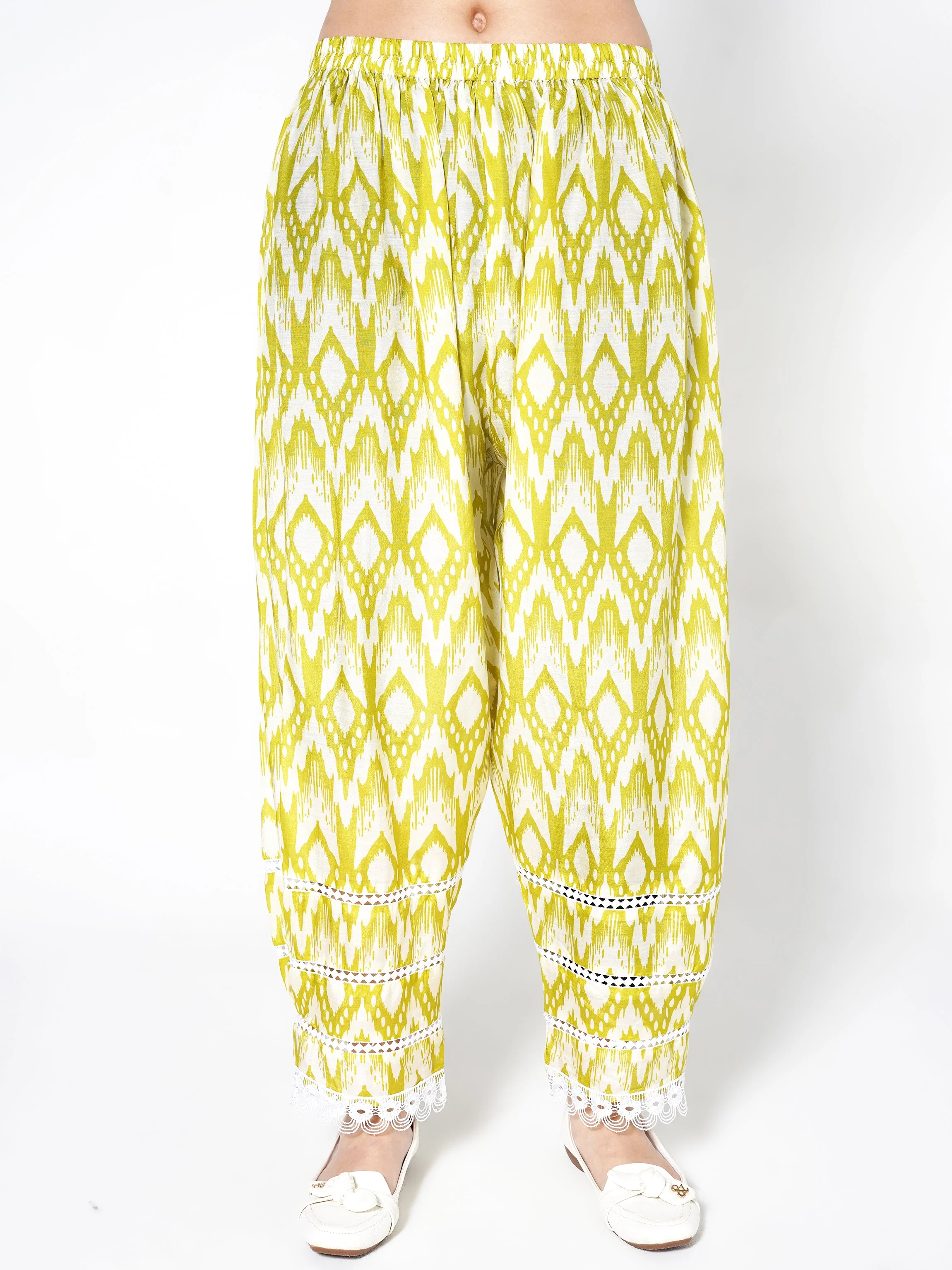 Citron Yellow Printed Linen Silk Co-Ord Set - Image 4