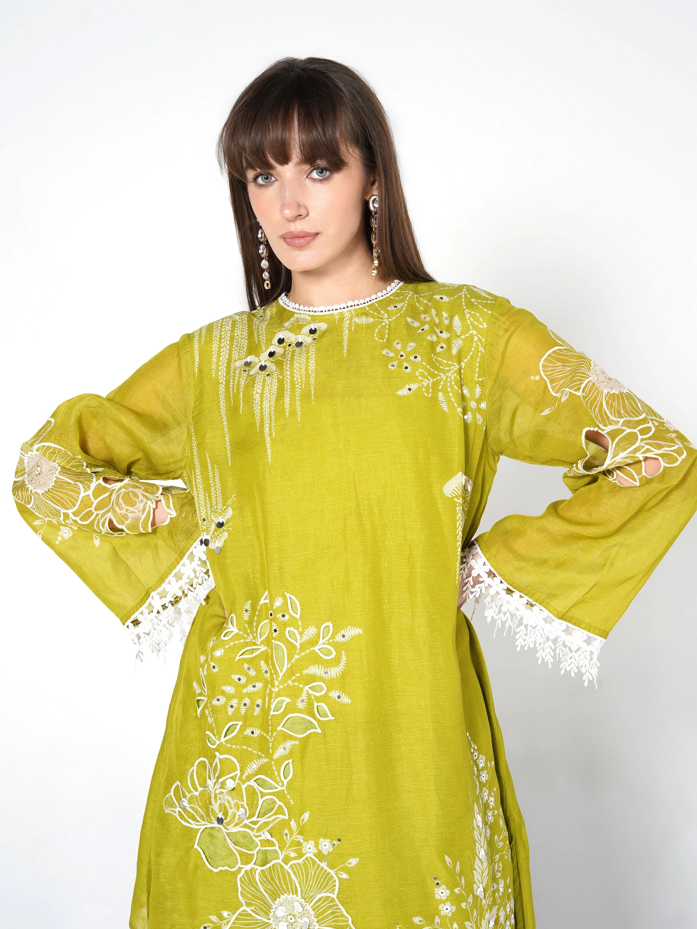 Citron Yellow Printed Linen Silk Co-Ord Set - Image 6