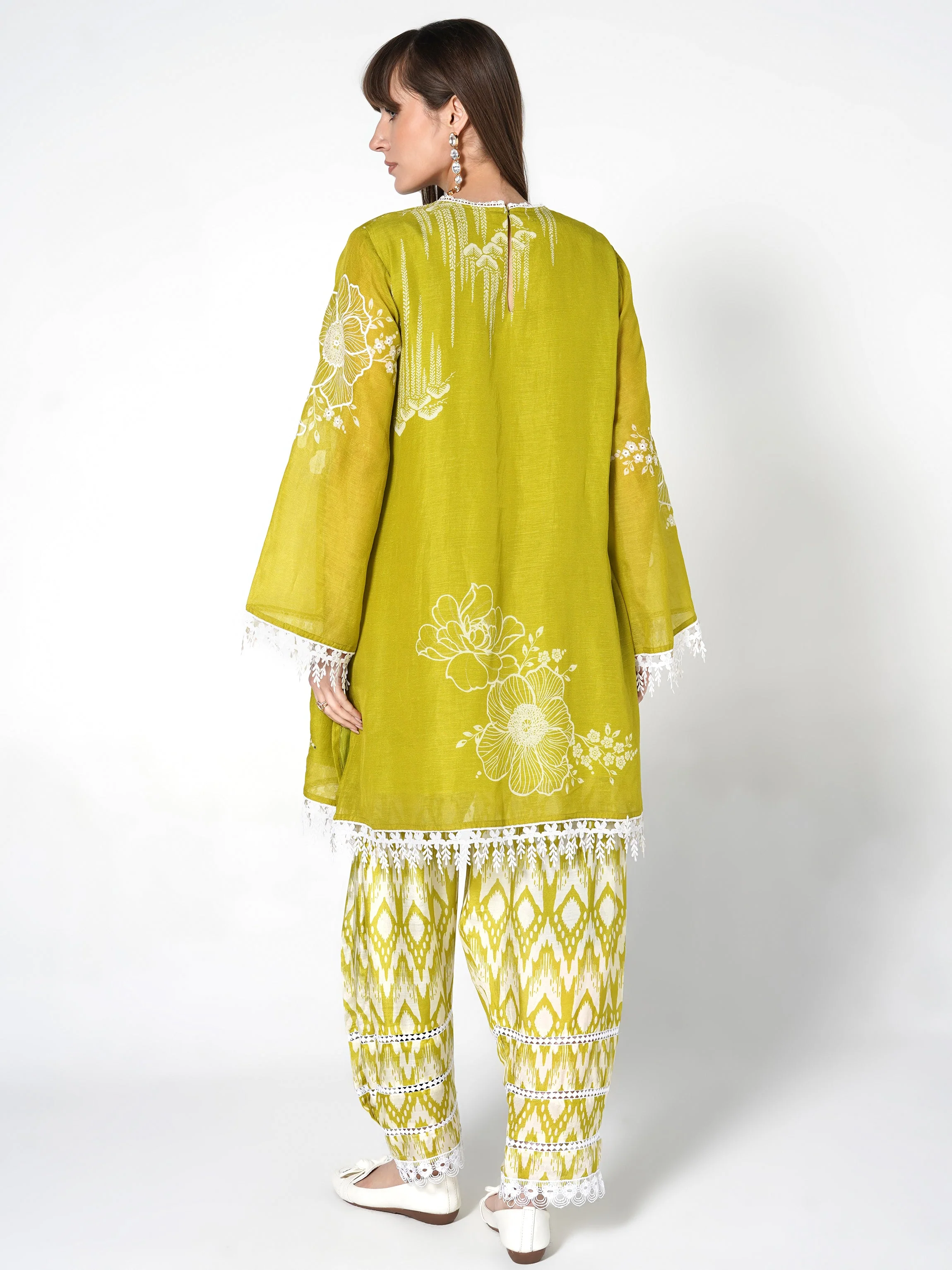Citron Yellow Printed Linen Silk Co-Ord Set - Image 7