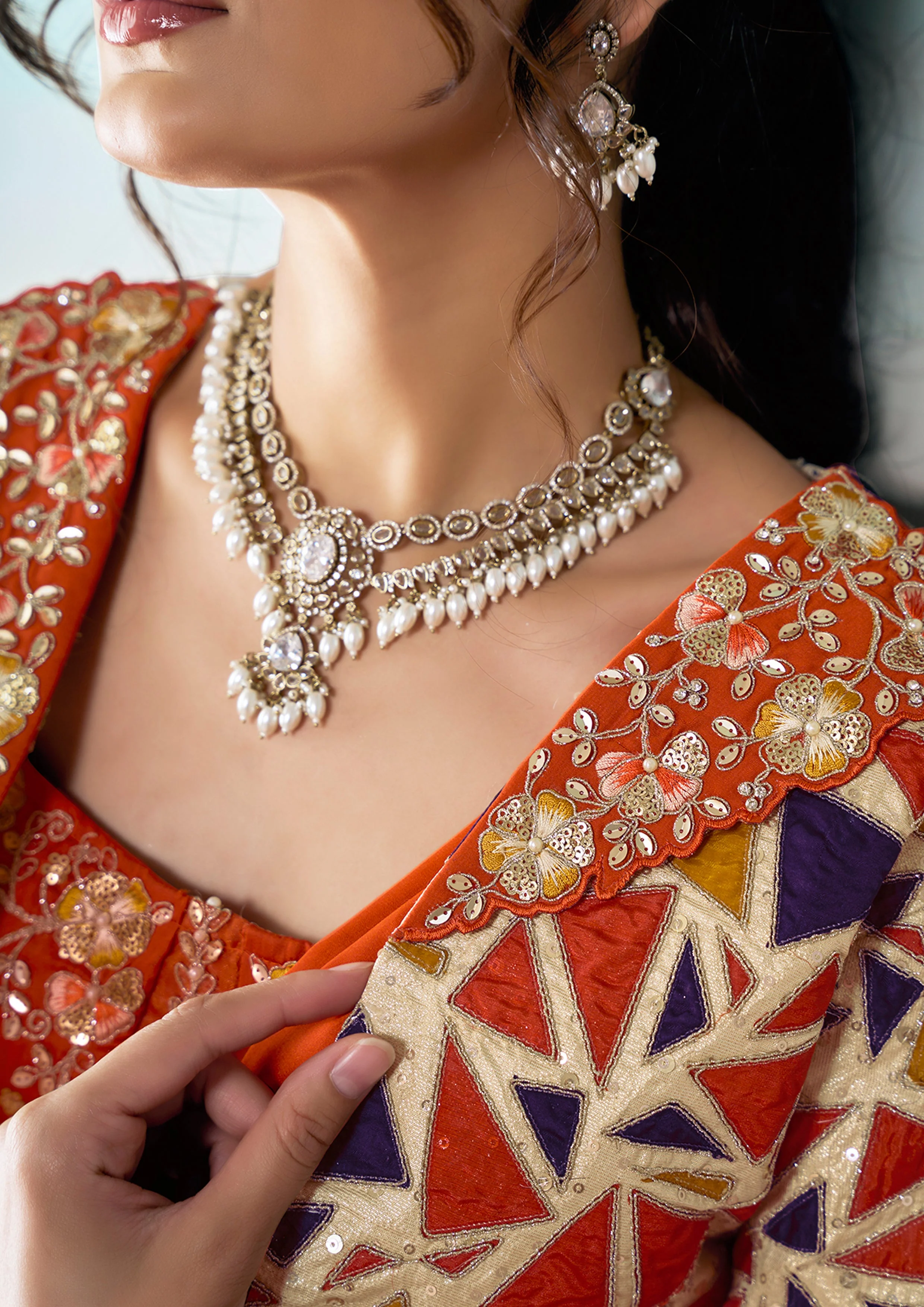 Citrus Burst Embellished Satin Silk Saree - Image 4