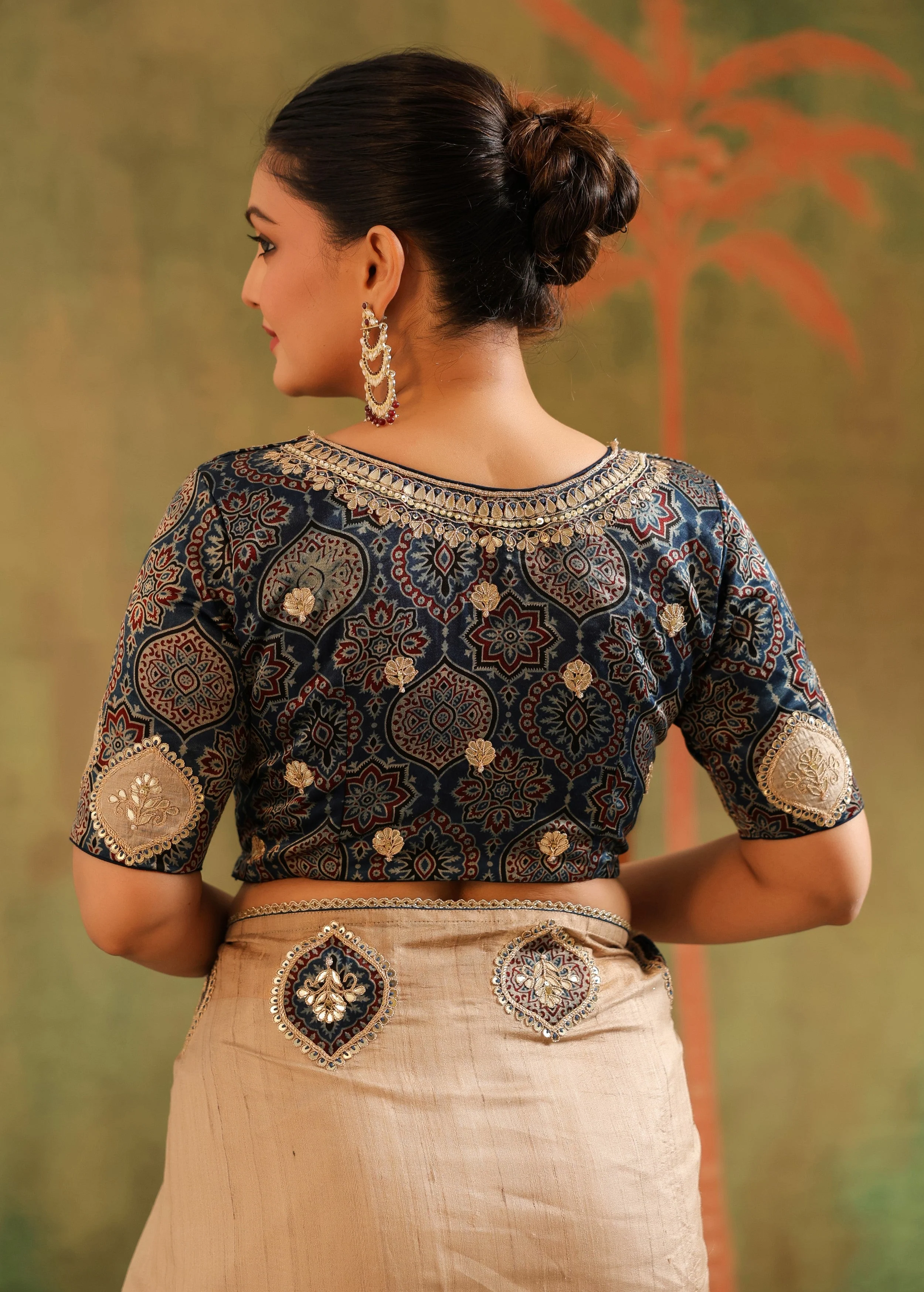 Classic Beige Embroidered Premium Silk Saree - Image 7