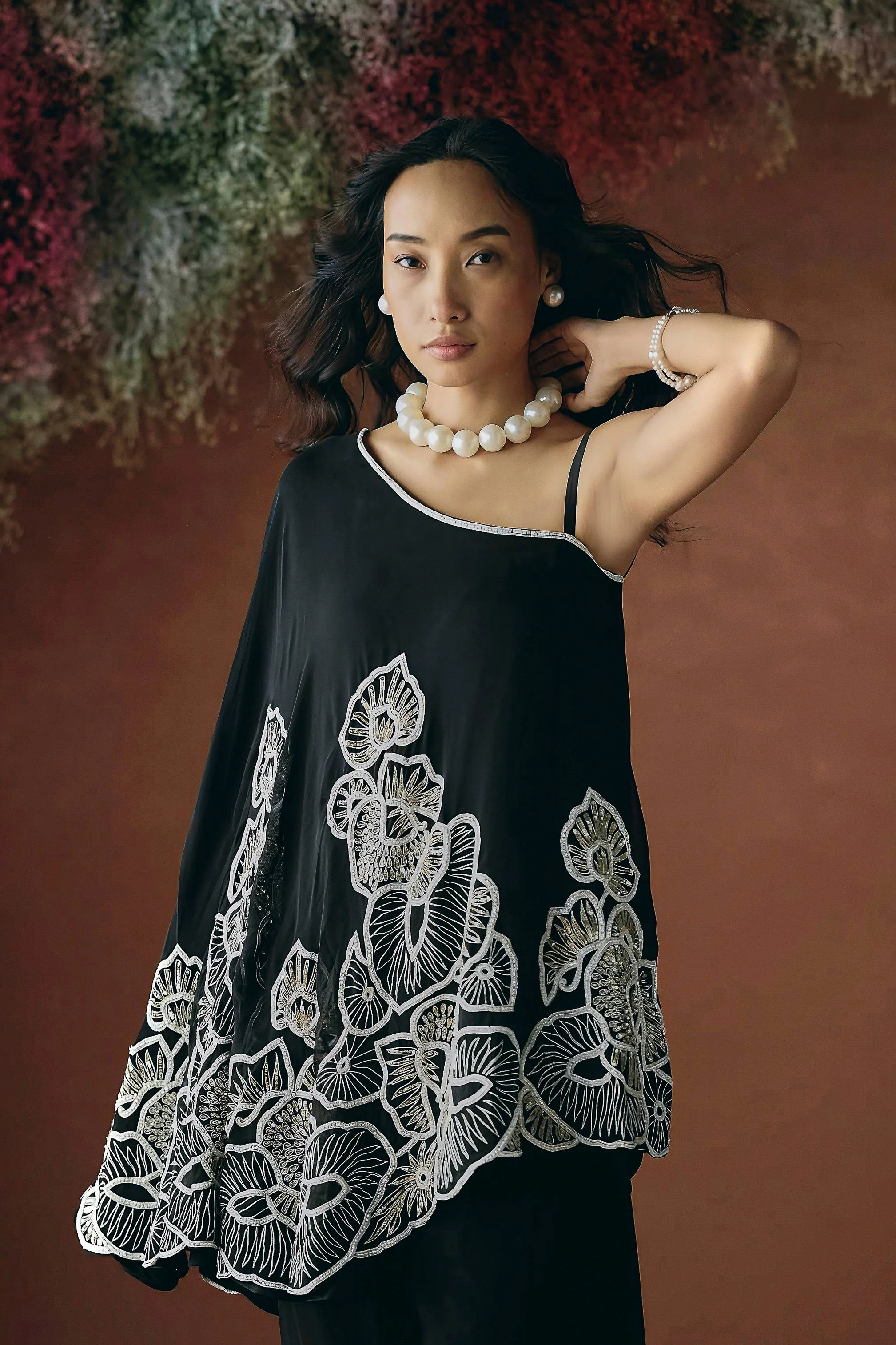 Classic Black Embellished Georgette Silk Co-ord Set - Image 3