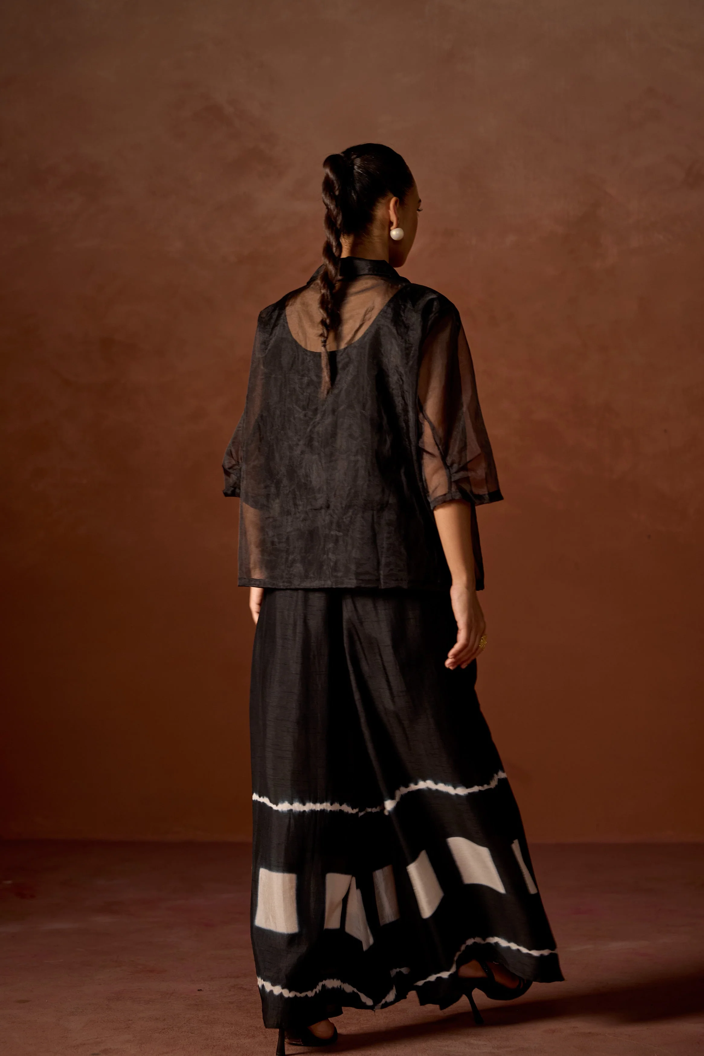 Classic Black Raw Silk Tie- Dye Co-Ord Set - Image 4