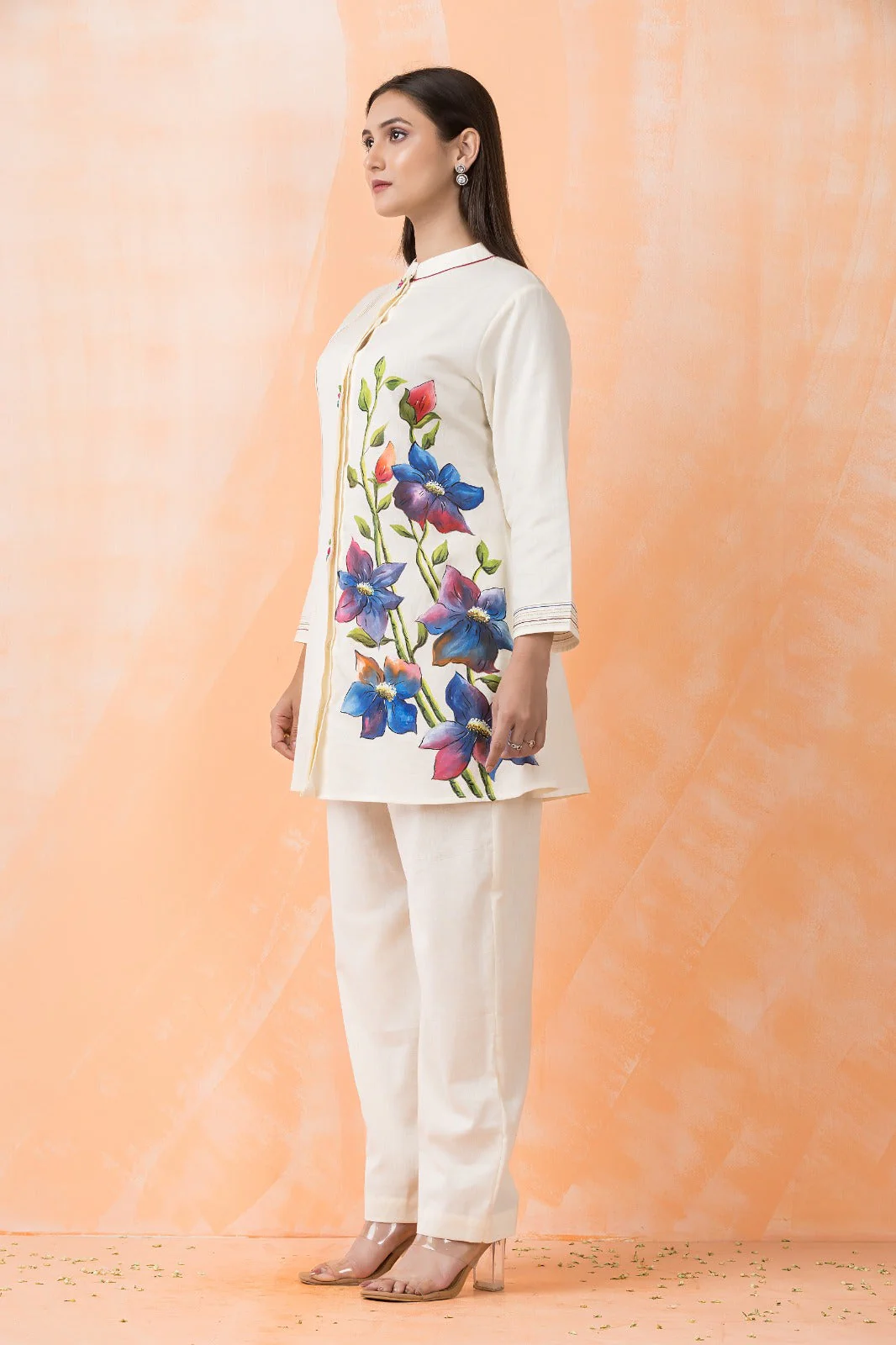 Classic Off White Printed Rich Cotton Co-Ord Set - Image 2