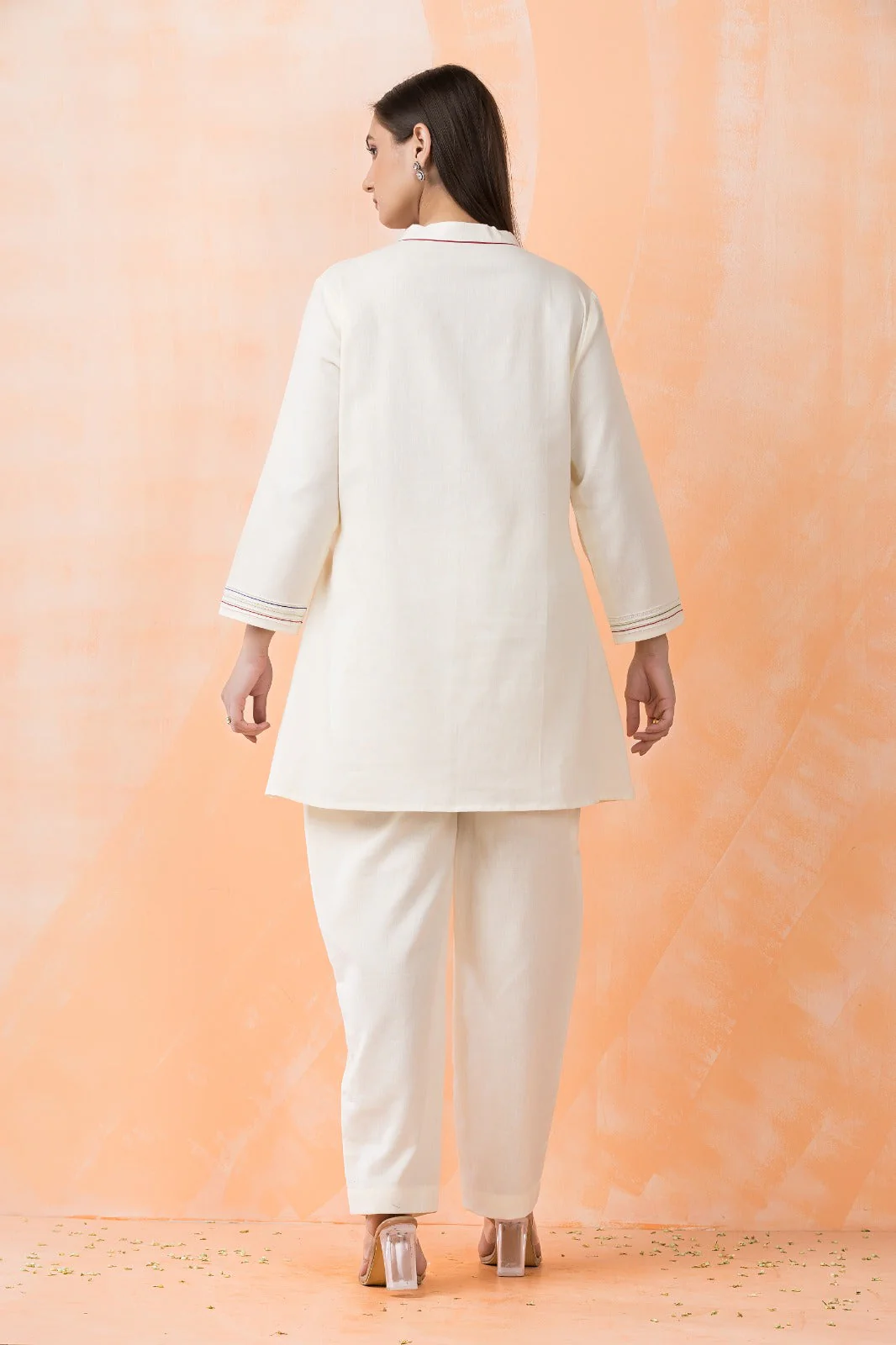 Classic Off White Printed Rich Cotton Co-Ord Set - Image 3