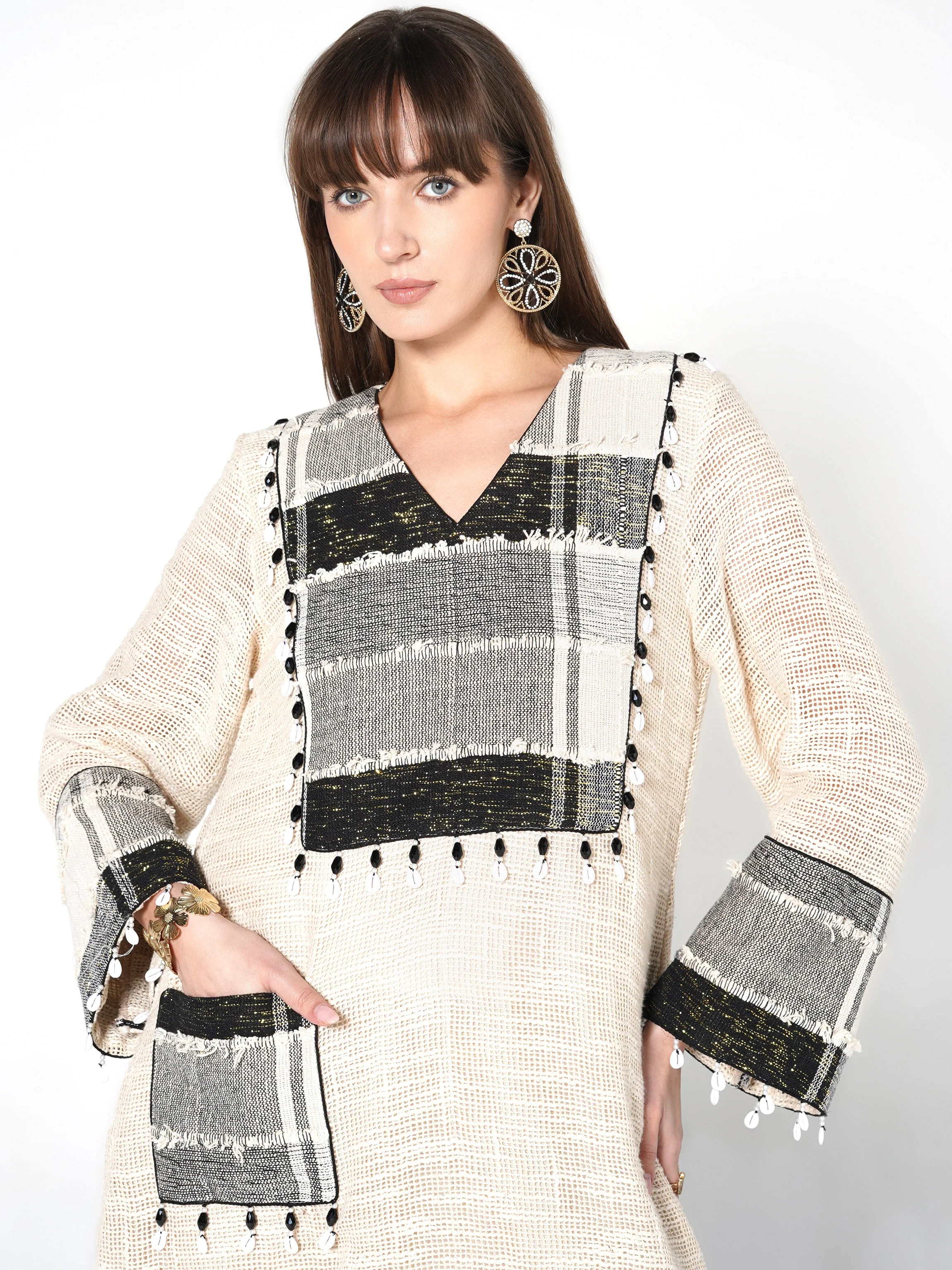 Natural Beige Patchwork Jute Co-ord Set - Image 2