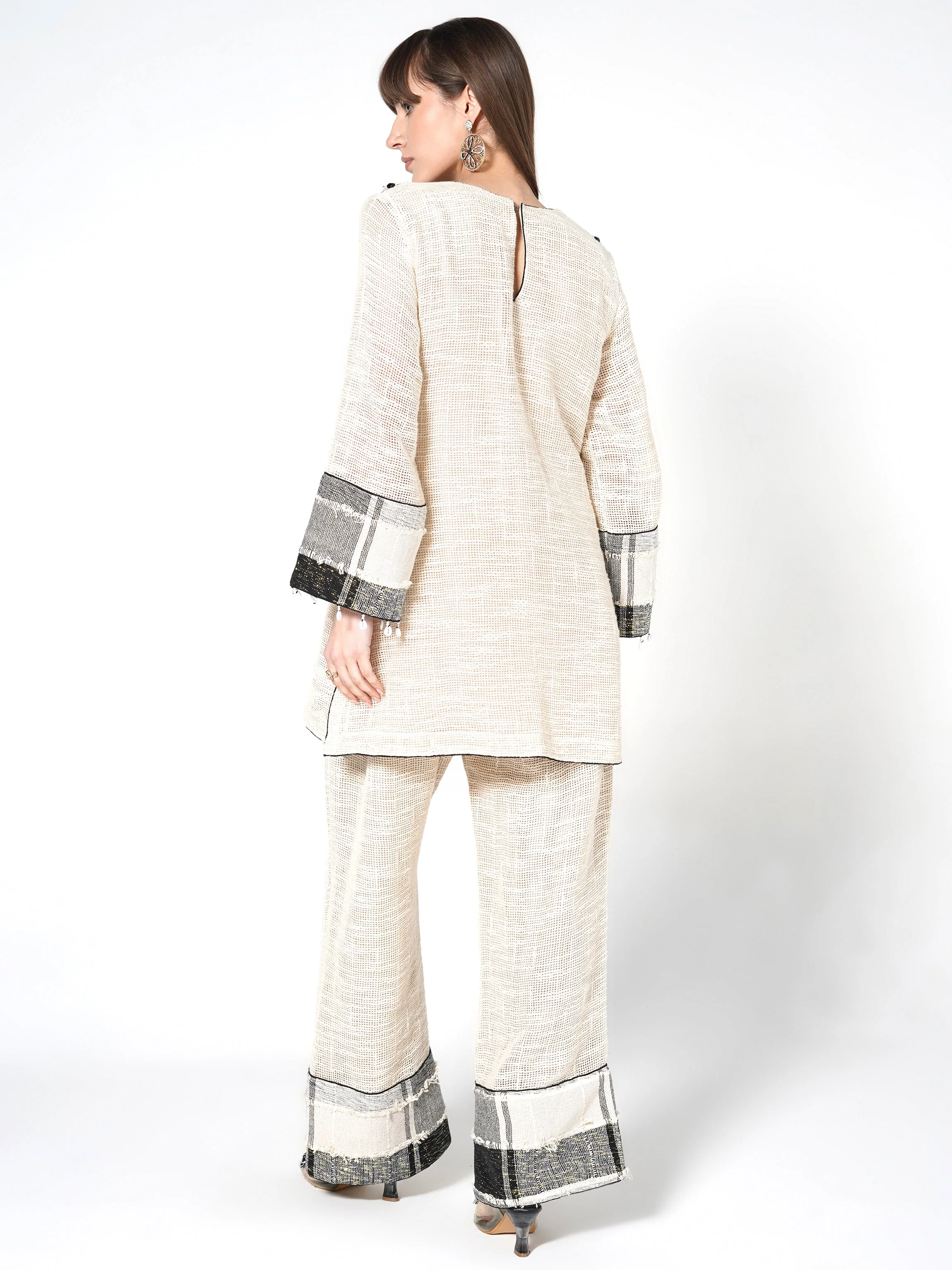 Natural Beige Patchwork Jute Co-ord Set - Image 6