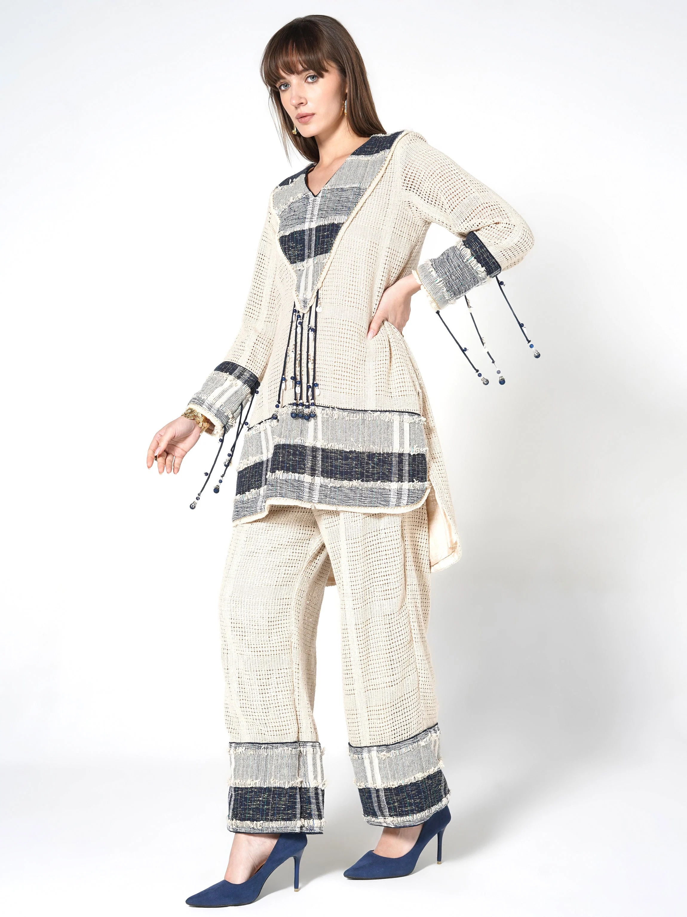 Natural Sand Woven Panel Jute Co-ord Set - Image 3