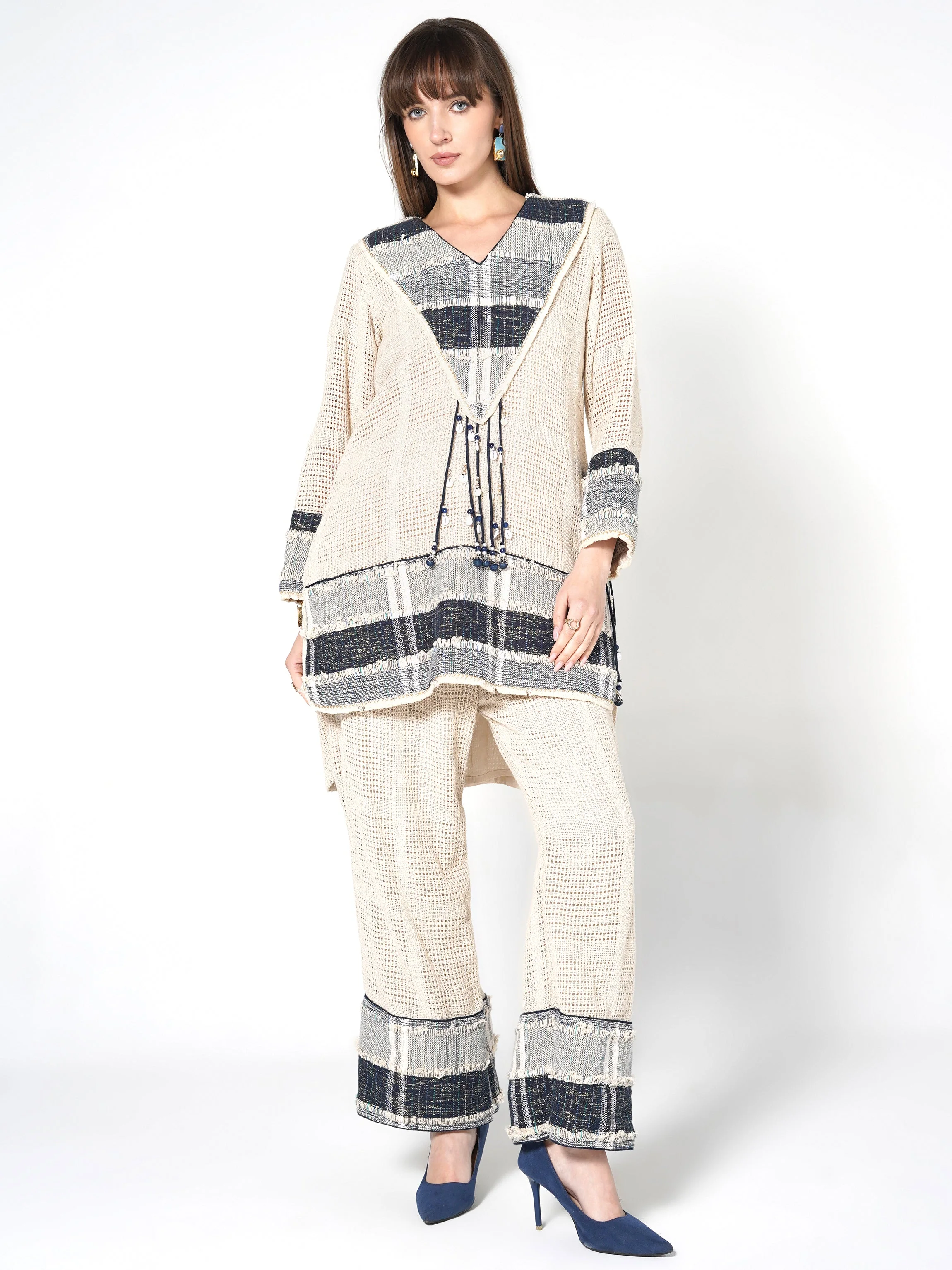 Natural Sand Woven Panel Jute Co-ord Set - Image 4