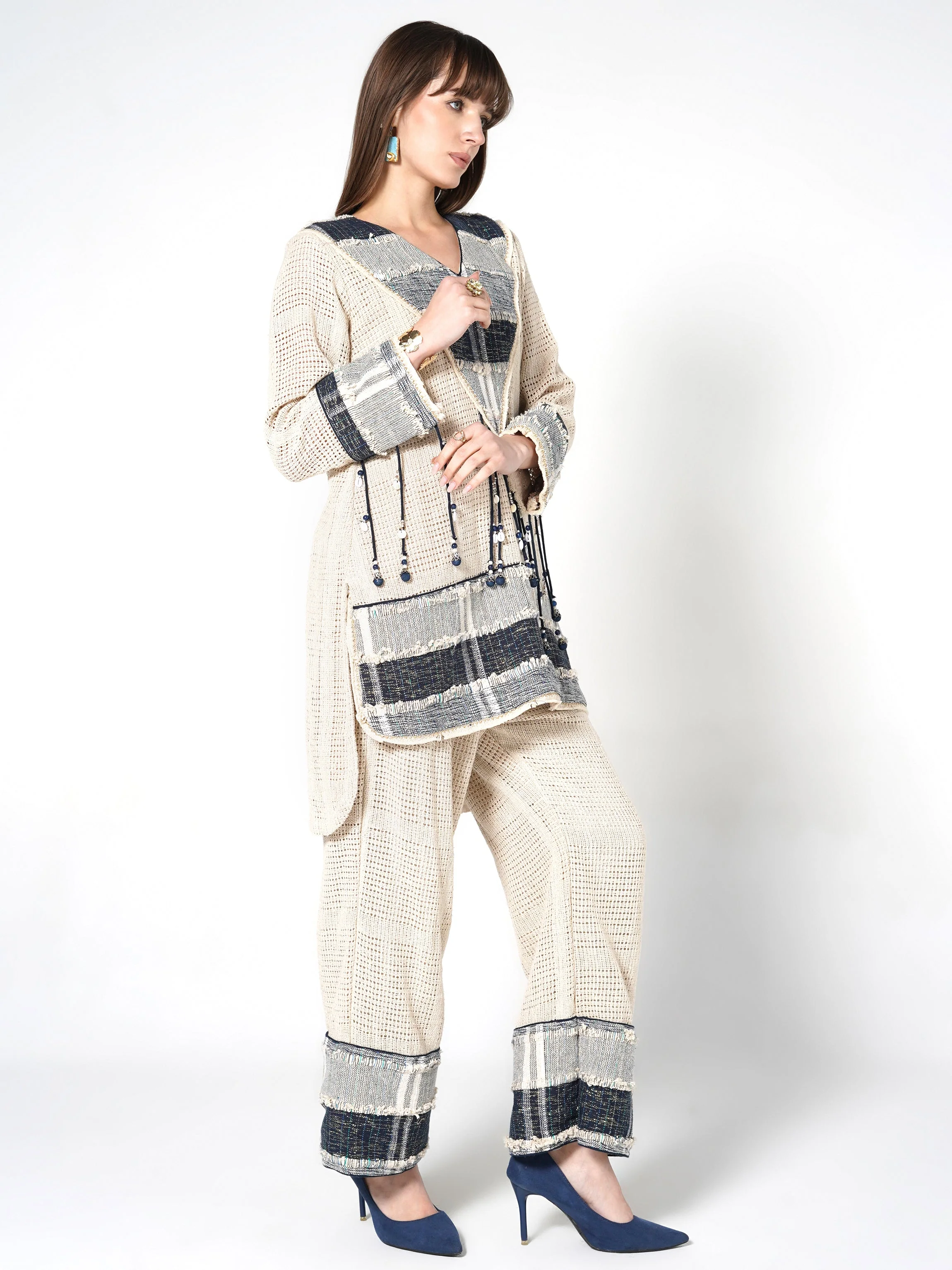 Natural Sand Woven Panel Jute Co-ord Set - Image 5